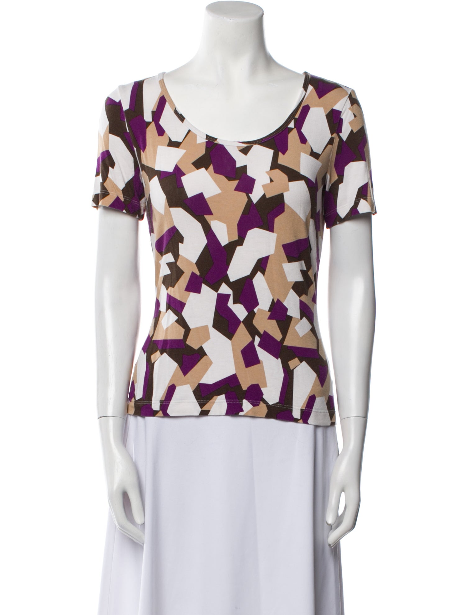 St. John Printed Scoop Neck T-Shirt