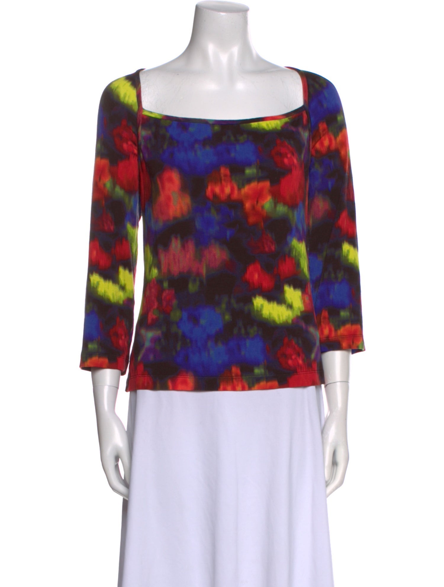 St. John Printed Bateau Neckline Blouse