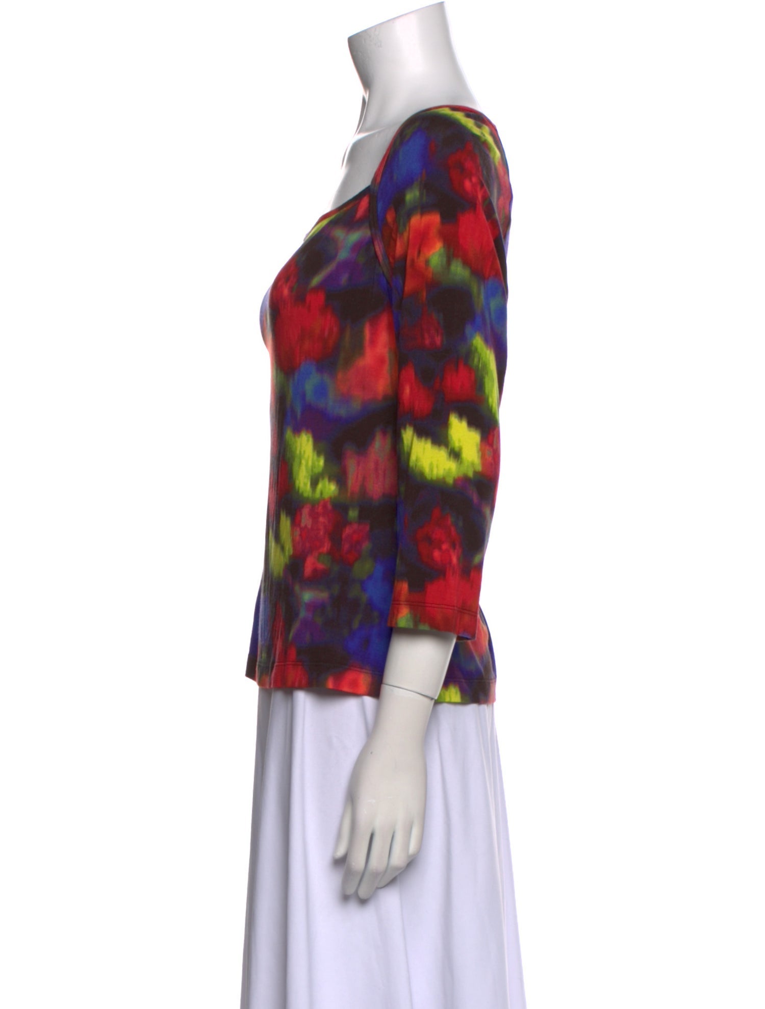 St. John Printed Bateau Neckline Blouse