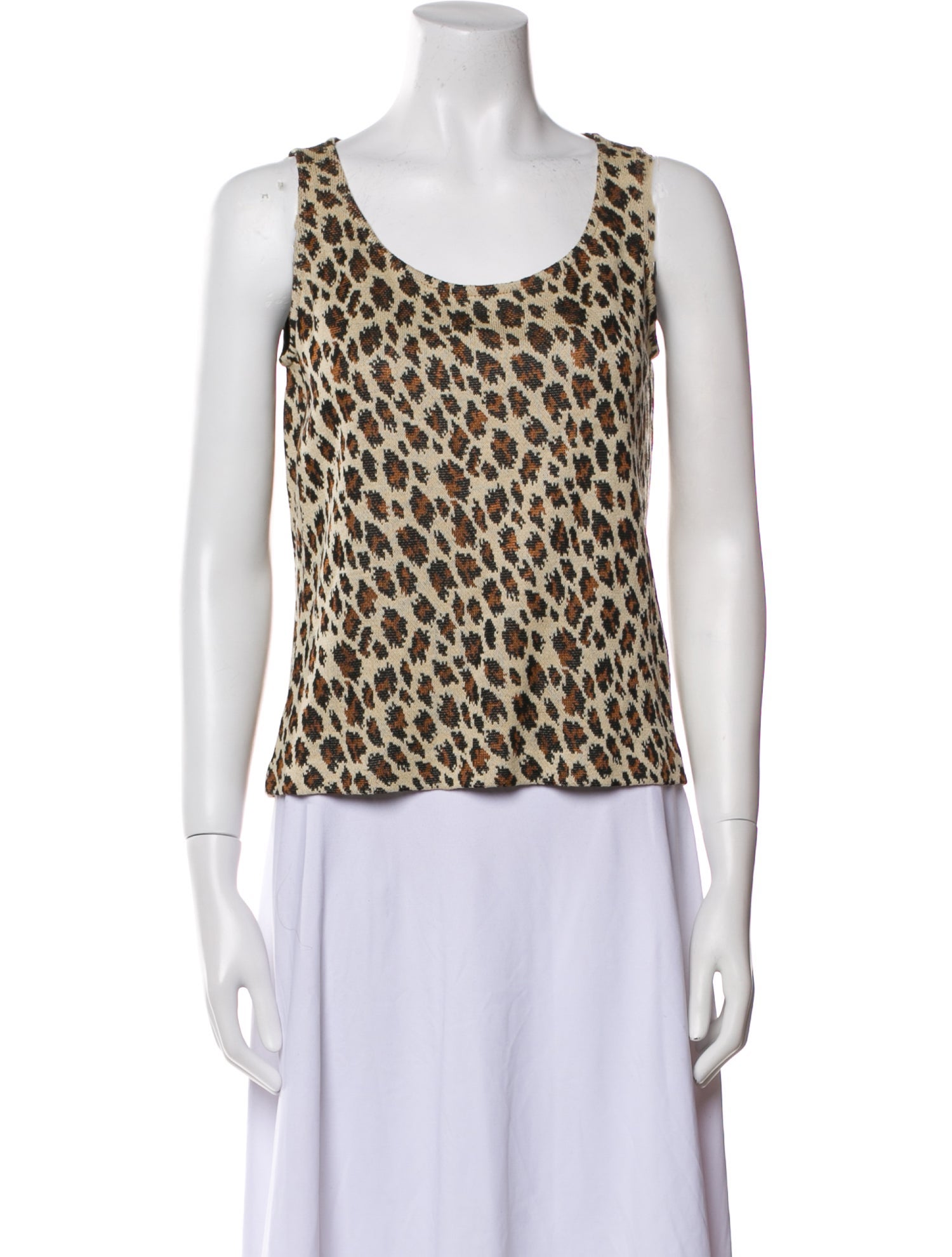 St. John Animal Print Scoop Neck Top