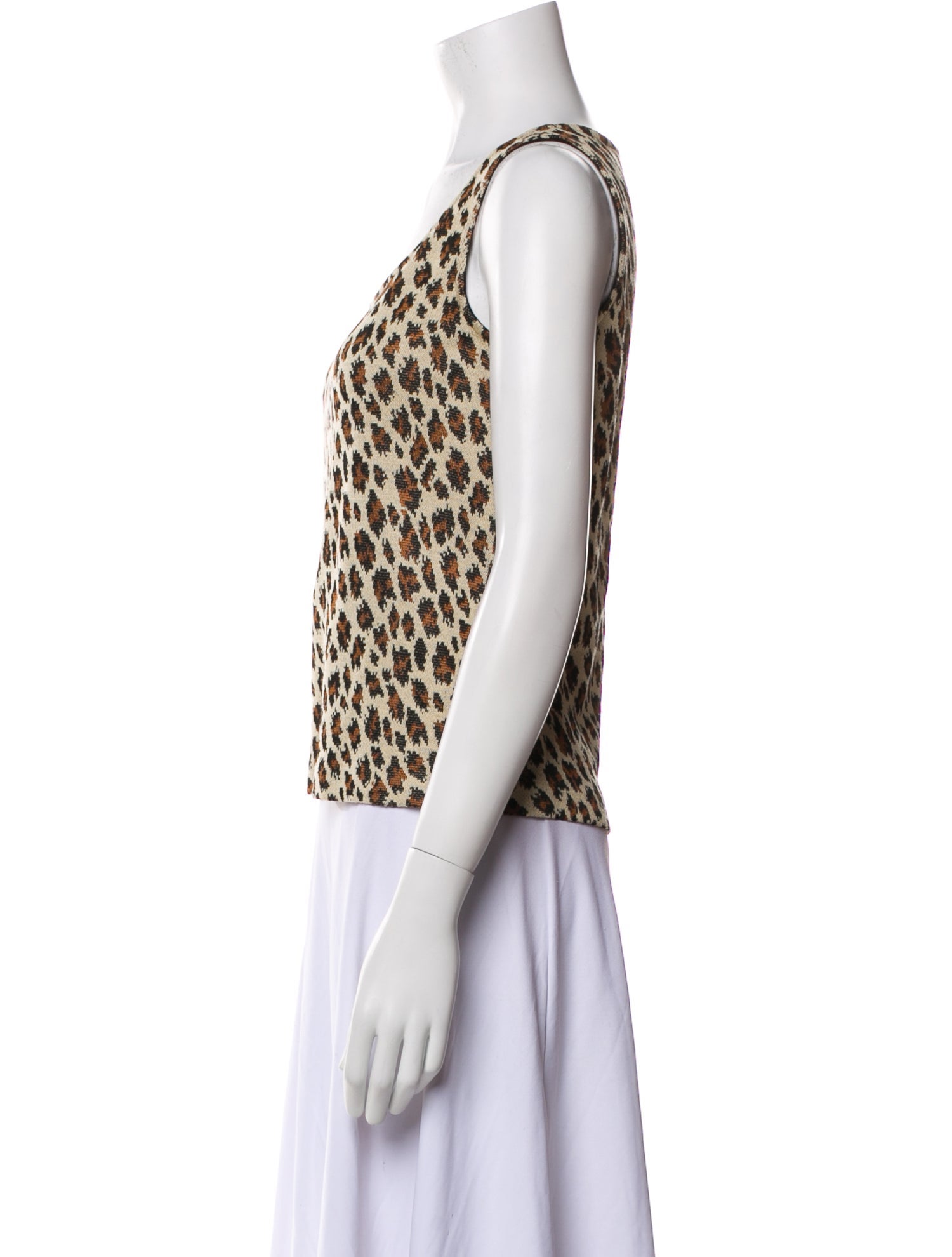 St. John Animal Print Scoop Neck Top