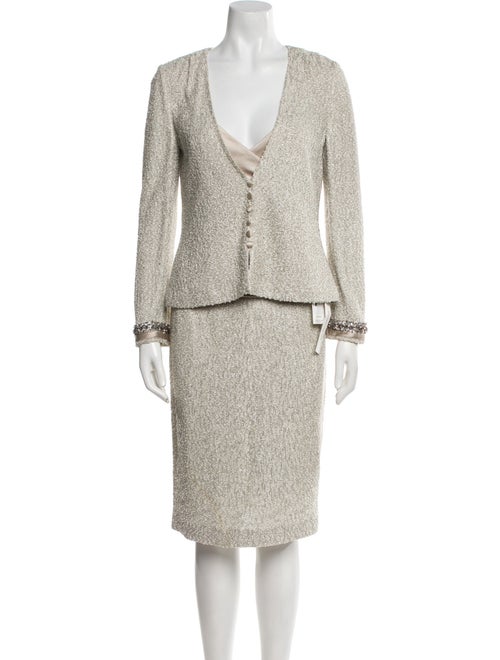 St. John Evening Patterned Glitter Accents Skirt Set