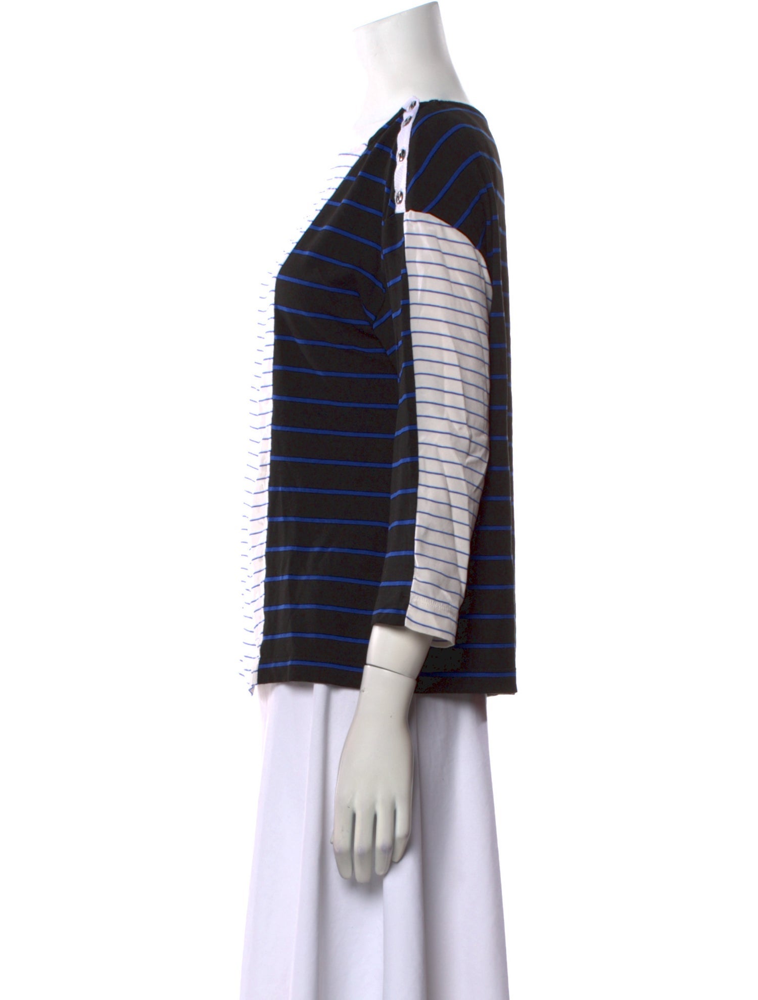 St. John Striped Square Neckline Blouse
