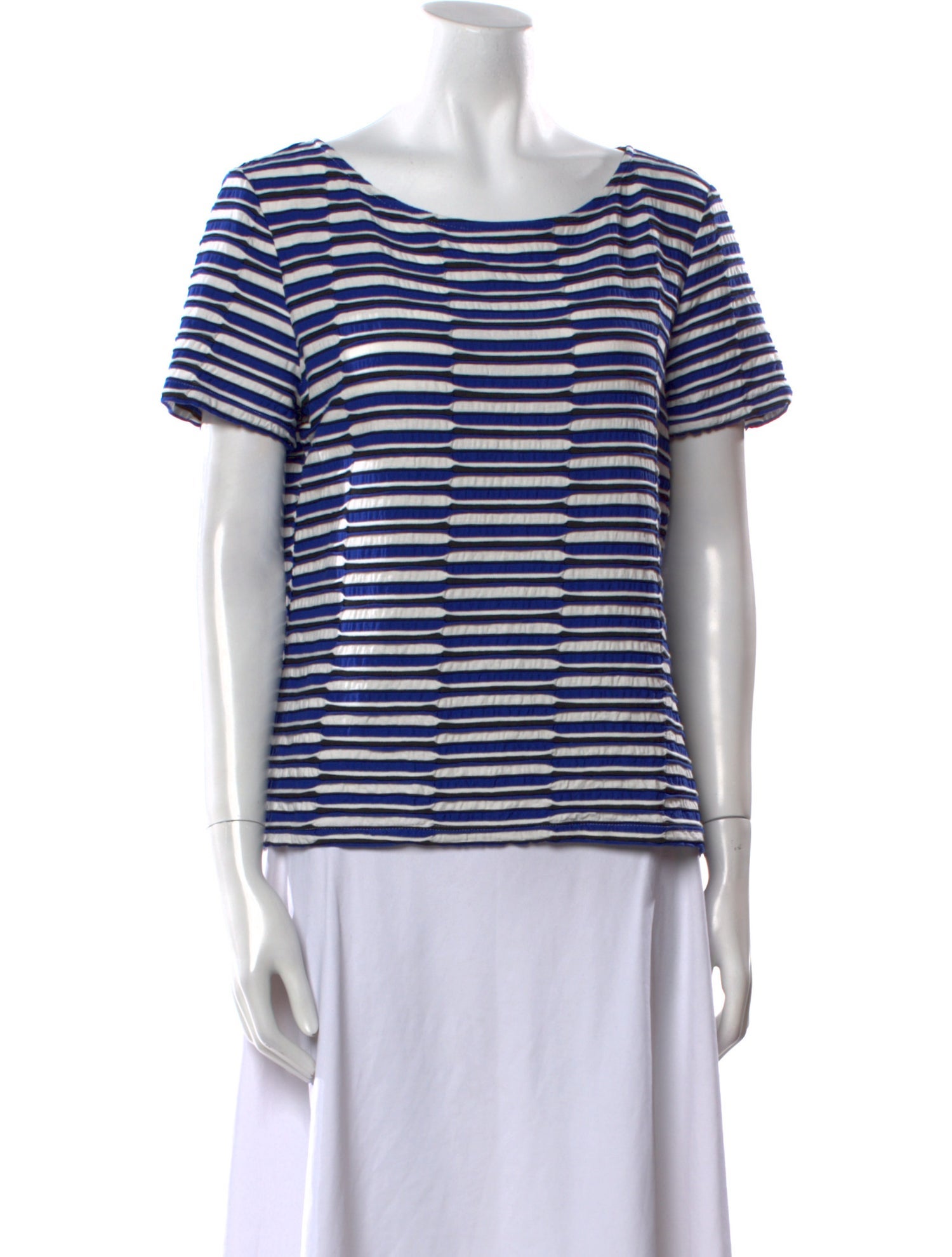 St. John Striped Bateau Neckline T-Shirt