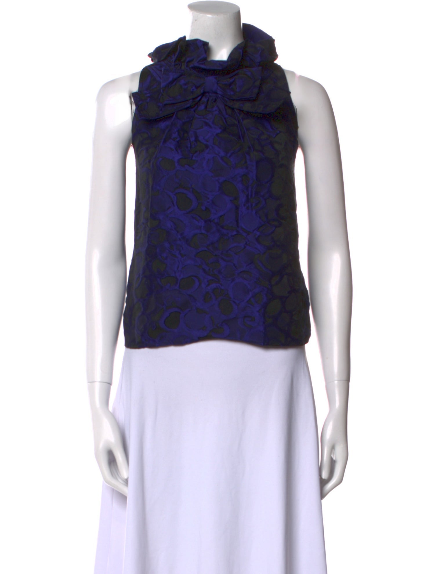 St. John Floral Print Mock Neck Crop Top