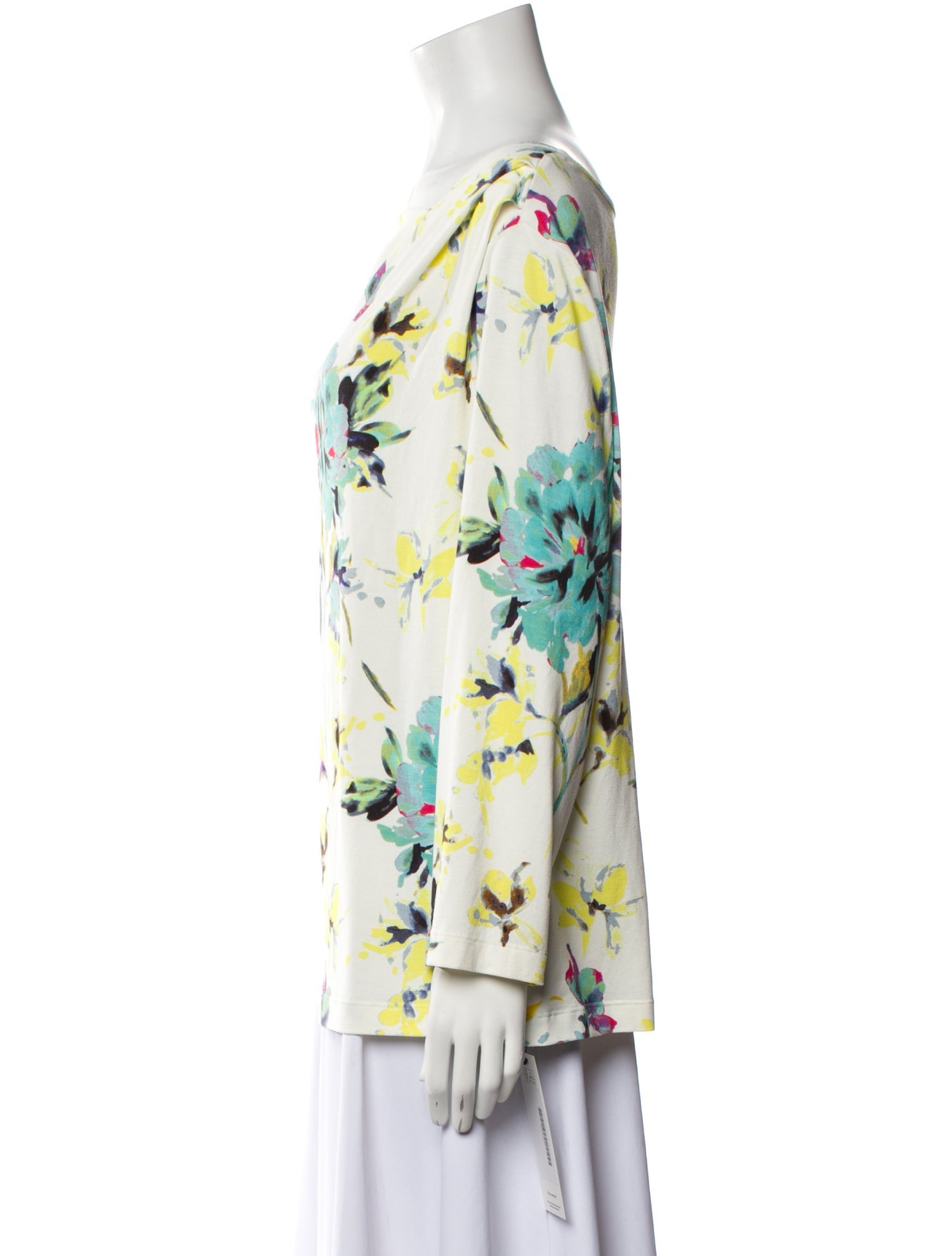 St. John Floral Print Off-The-Shoulder Blouse w/ Tags