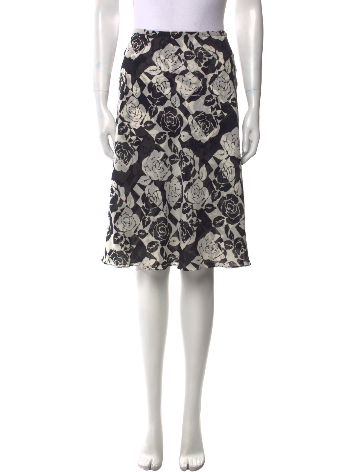 St. John Floral Print Knee-Length Skirt