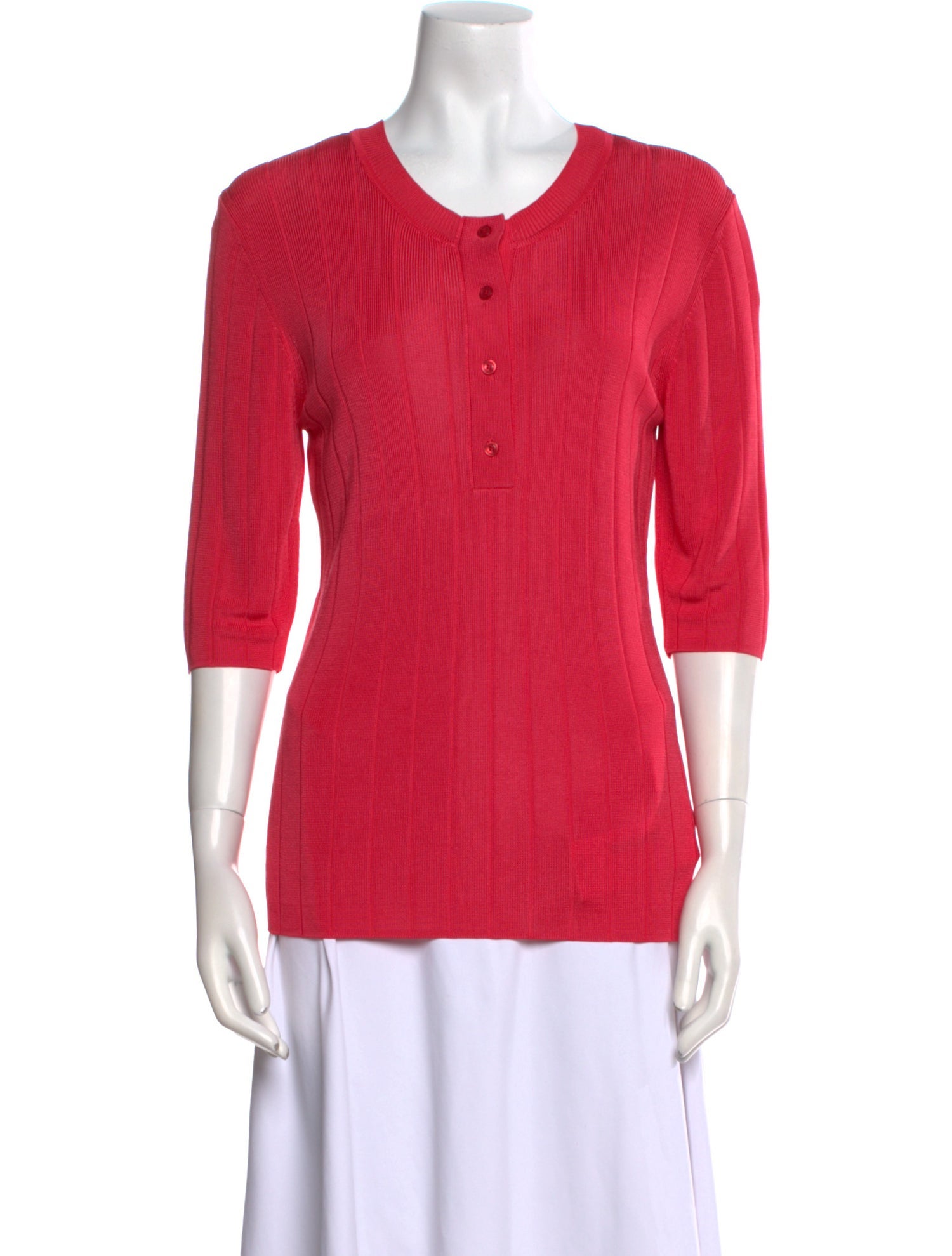 St. John Crew Neck Three-Quarter Sleeve Top