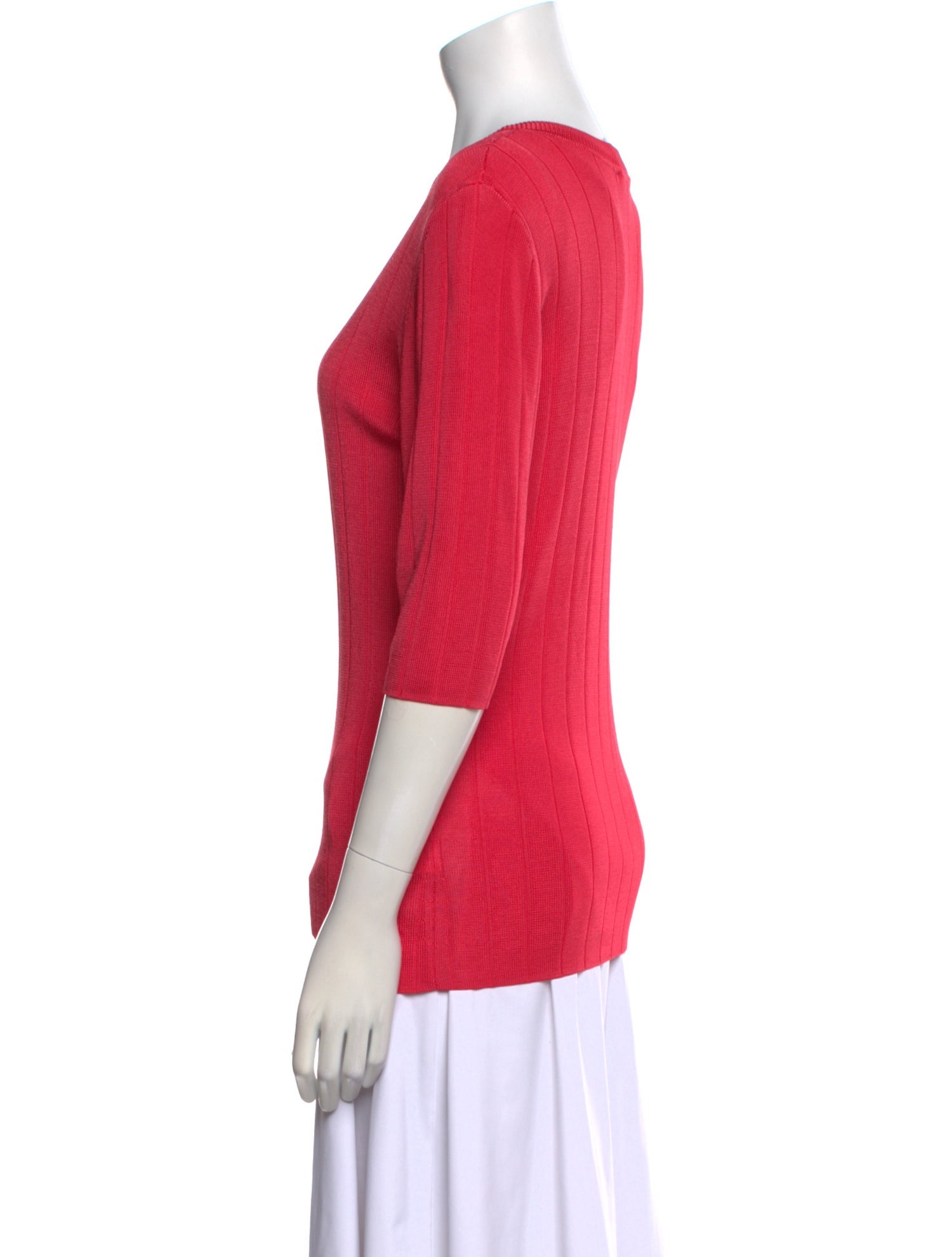 St. John Crew Neck Three-Quarter Sleeve Top