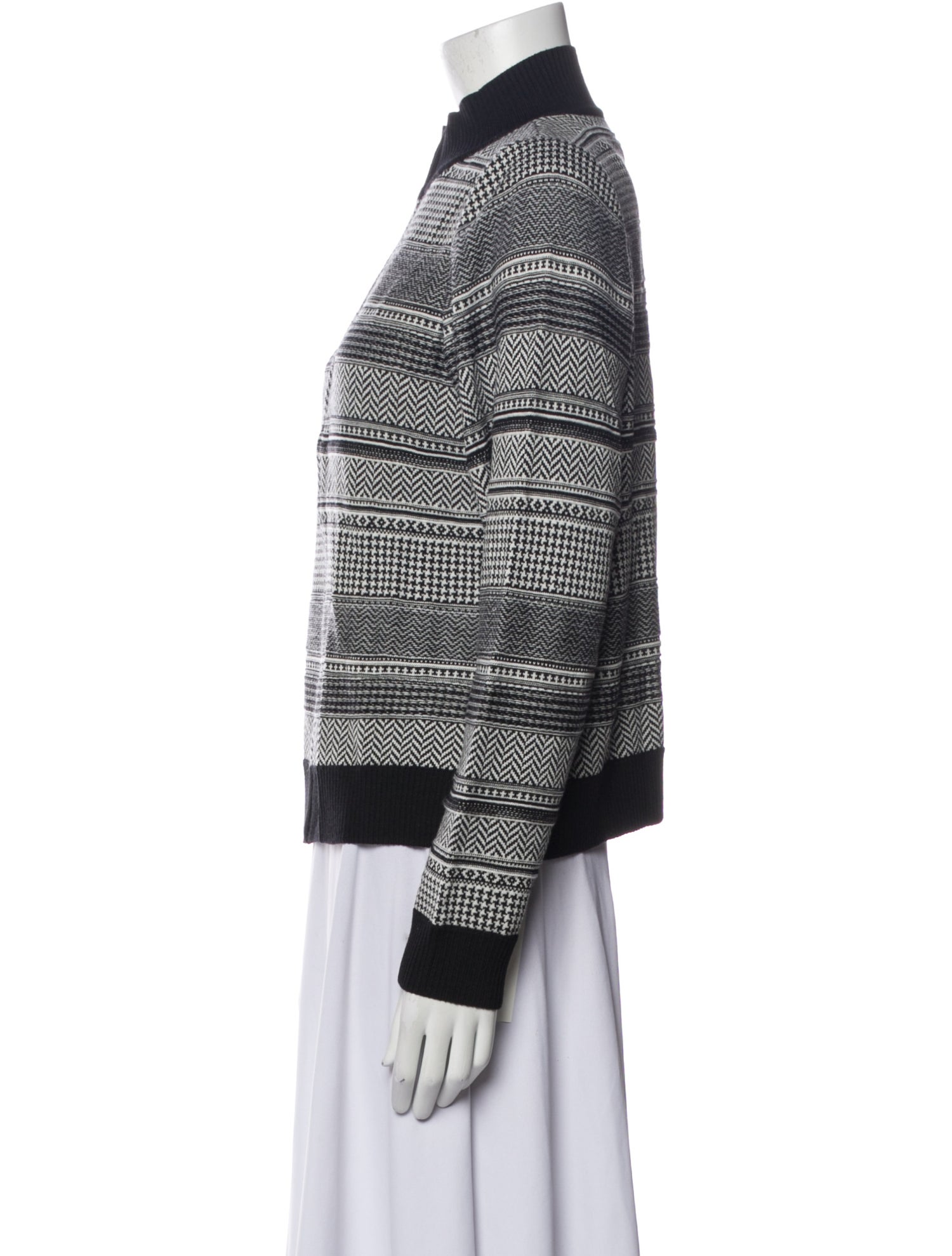 St. John Striped Mock Neck Sweater