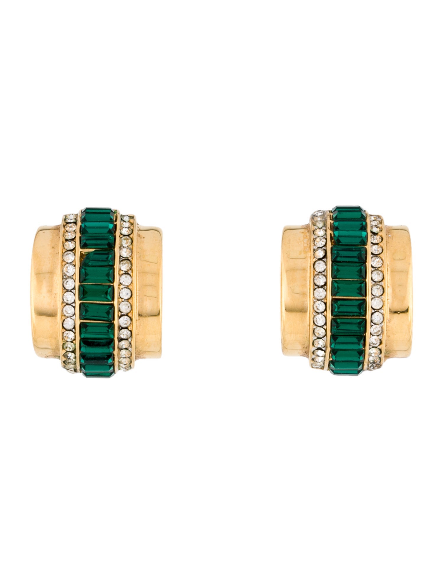 St. John Vintage Crystal Half Hoop Clip-On Earrings