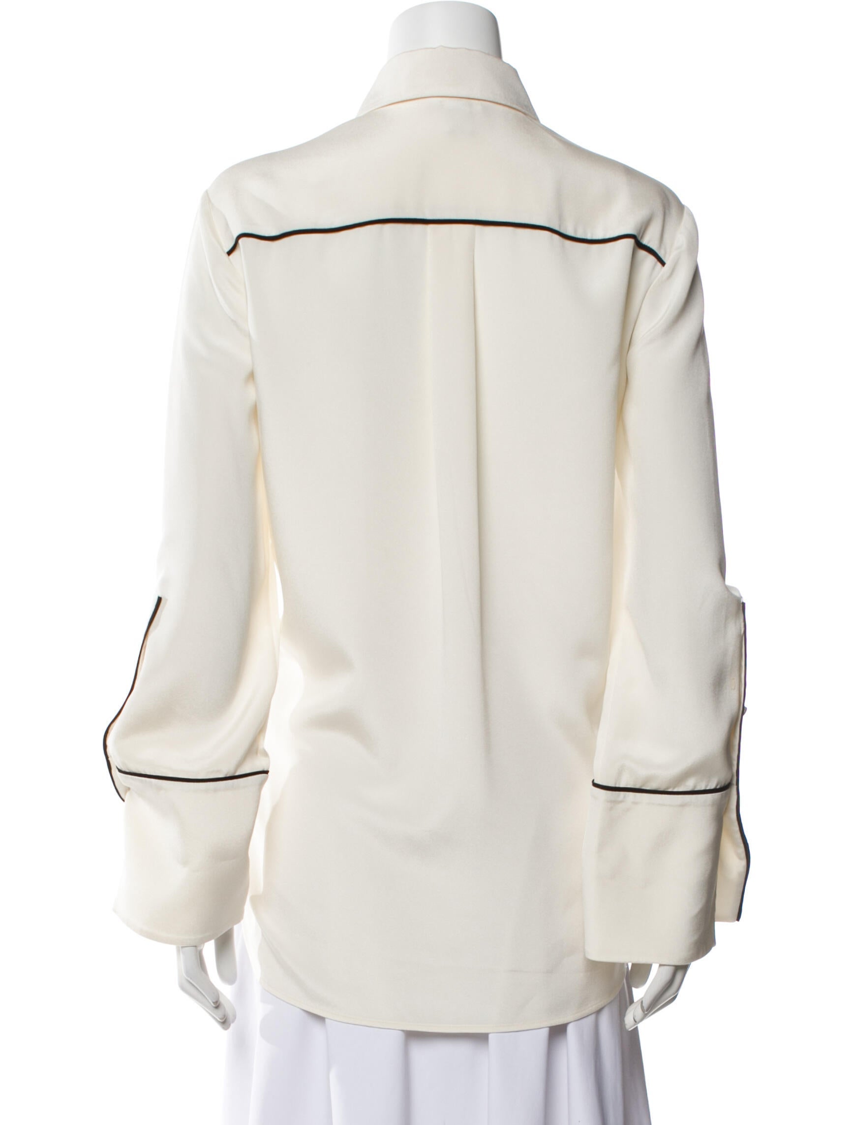 St. John Silk Long Sleeve Button-Up Top