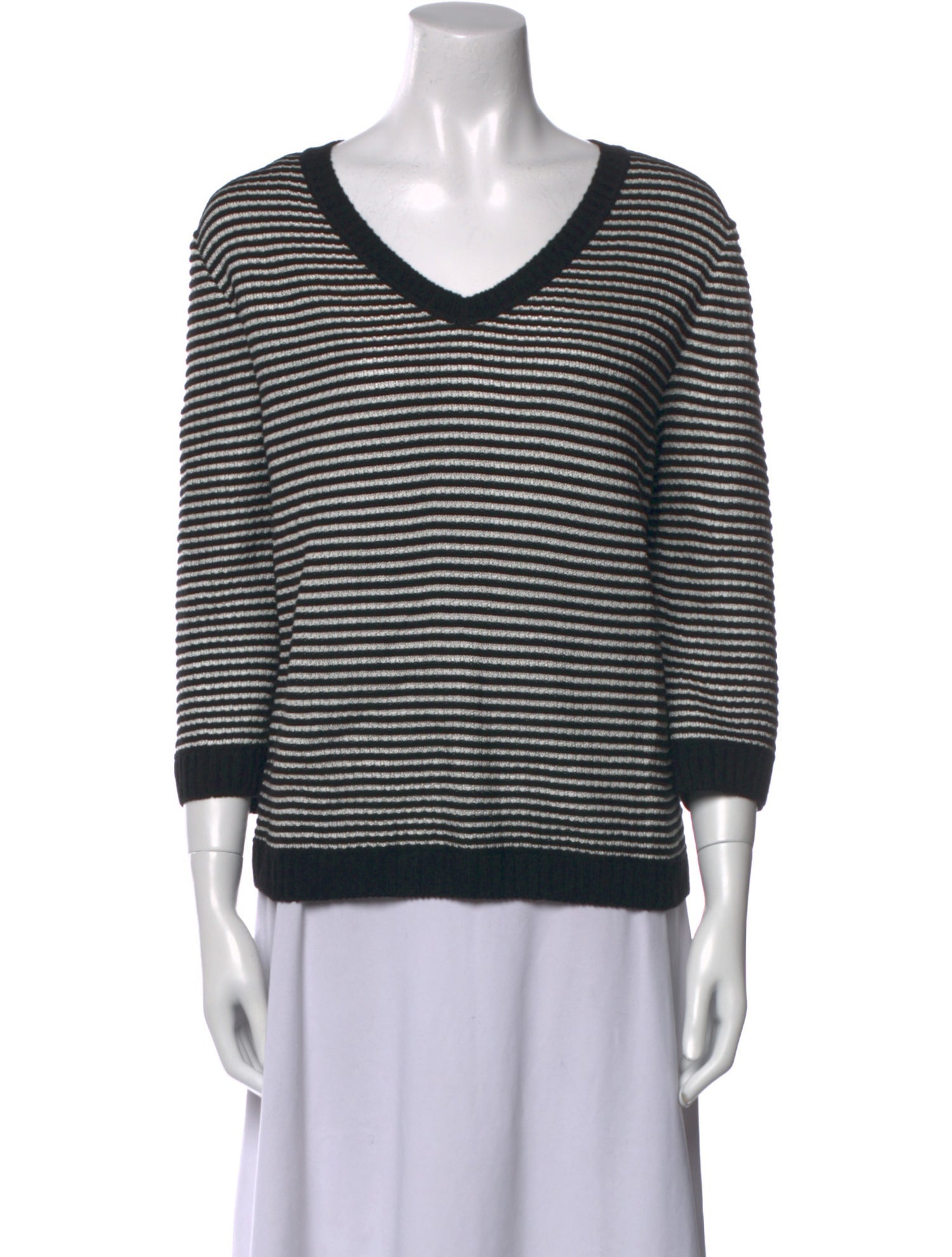 St. John Striped V-Neck Sweater w/ Tags