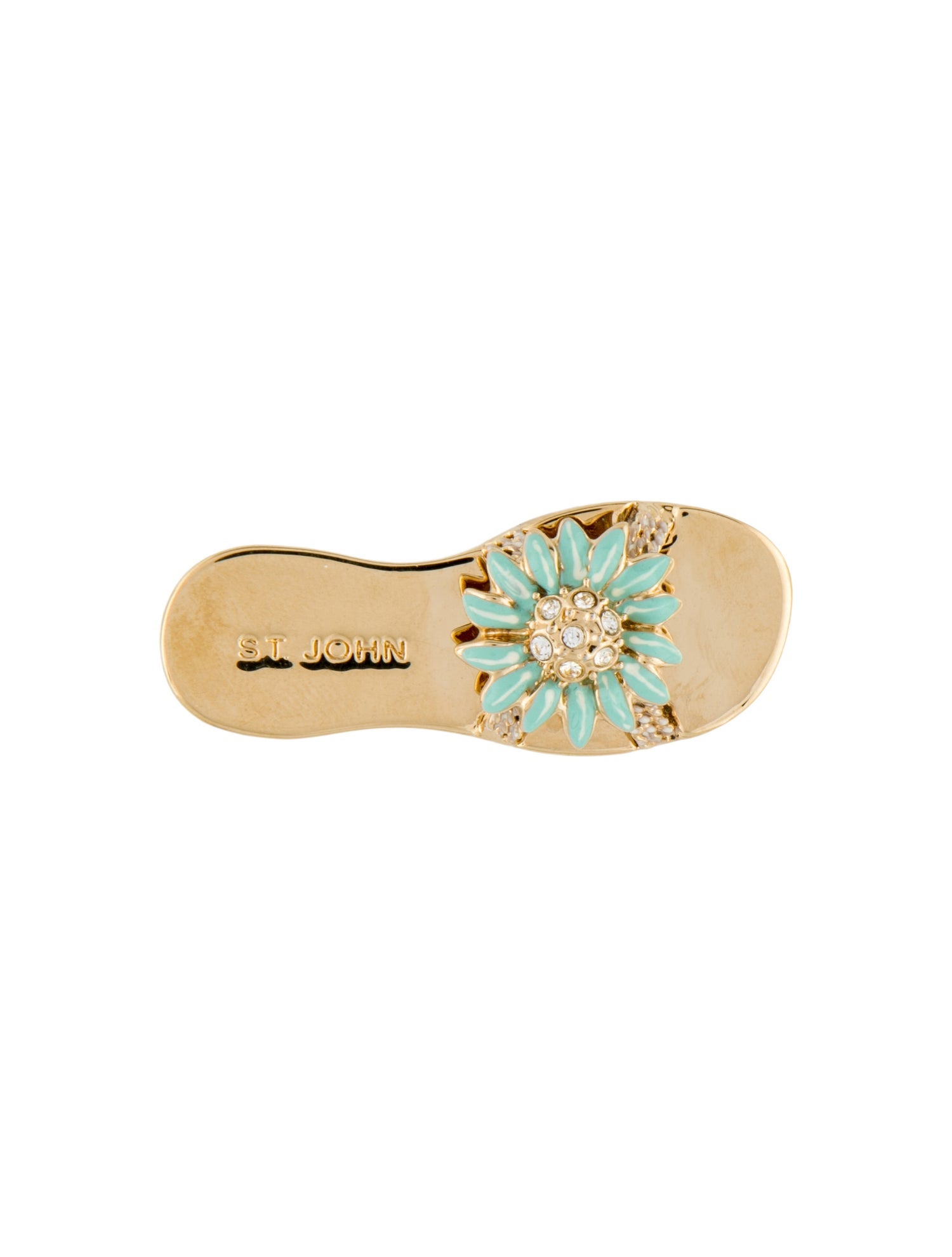 St. John Crystal & Enamel Sandal Brooch Pin