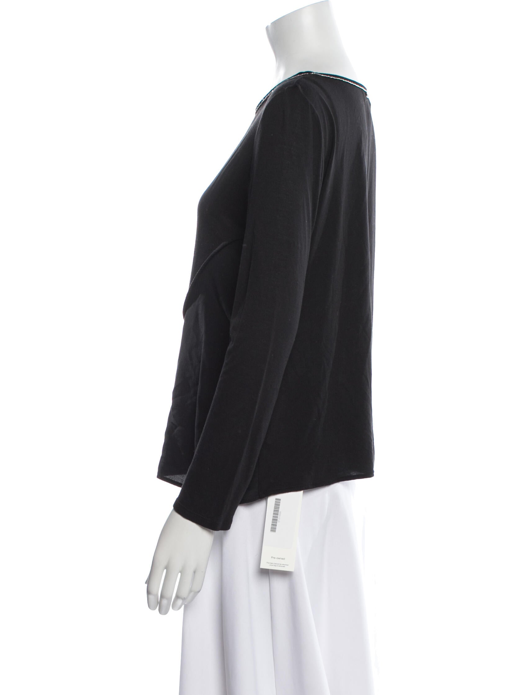 St. John Scoop Neck Long Sleeve Blouse