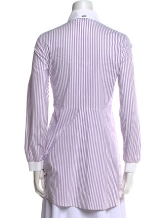 St. John Striped Long Sleeve Button-Up Top
