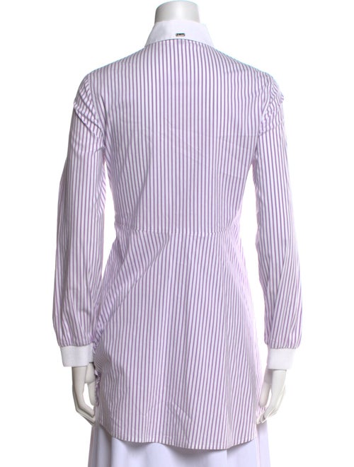 St. John Striped Long Sleeve Button-Up Top