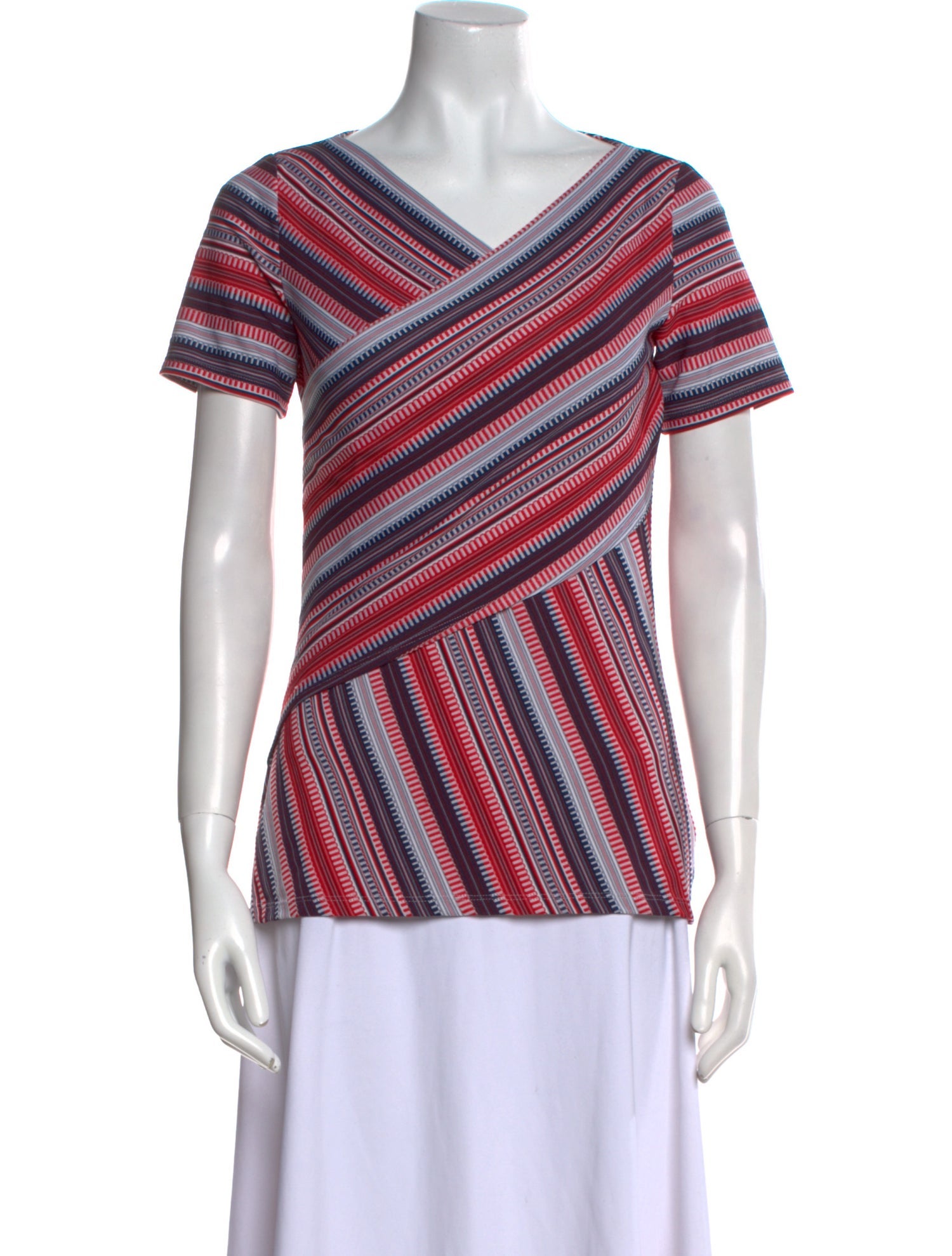 St. John Striped V-Neck Blouse