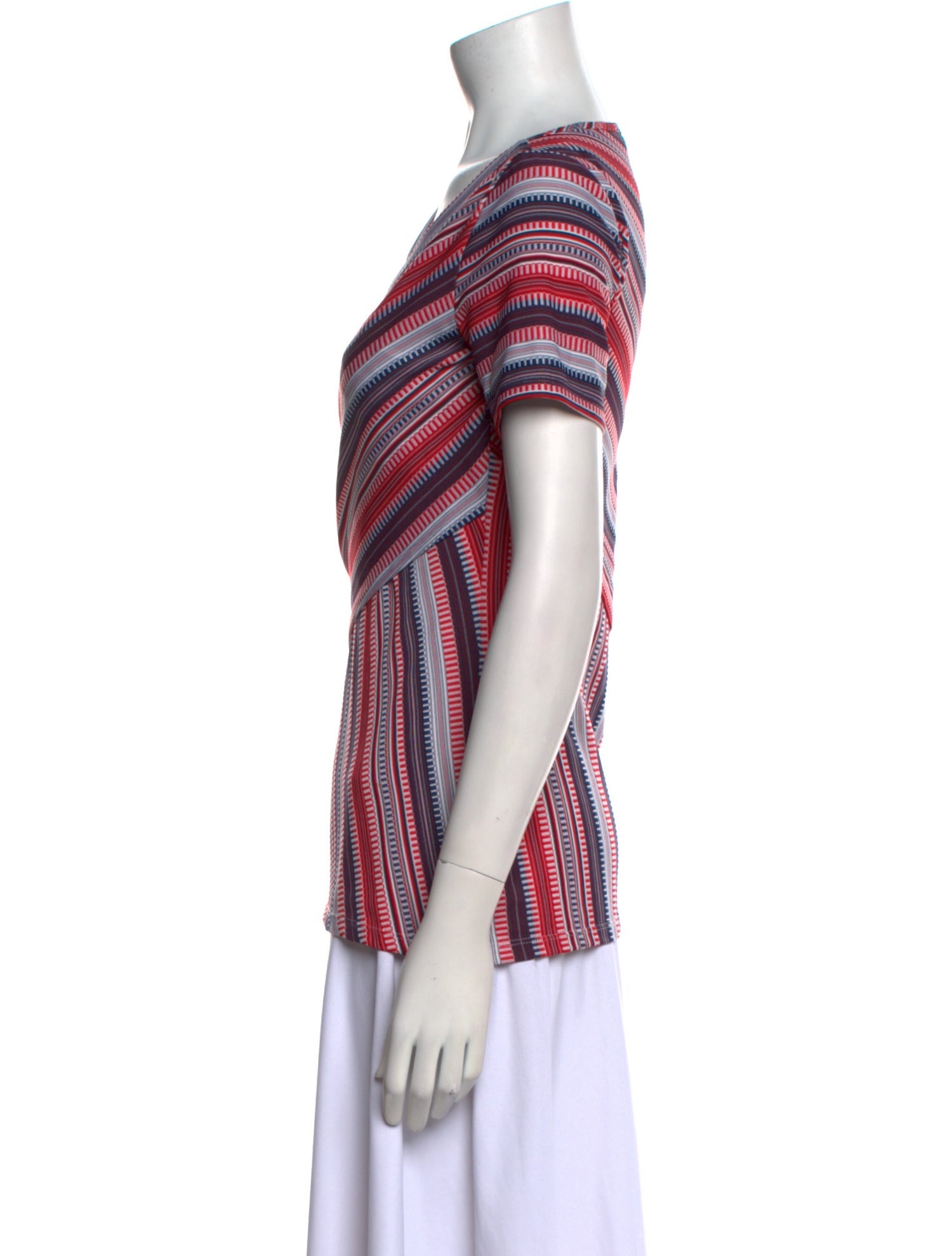 St. John Striped V-Neck Blouse