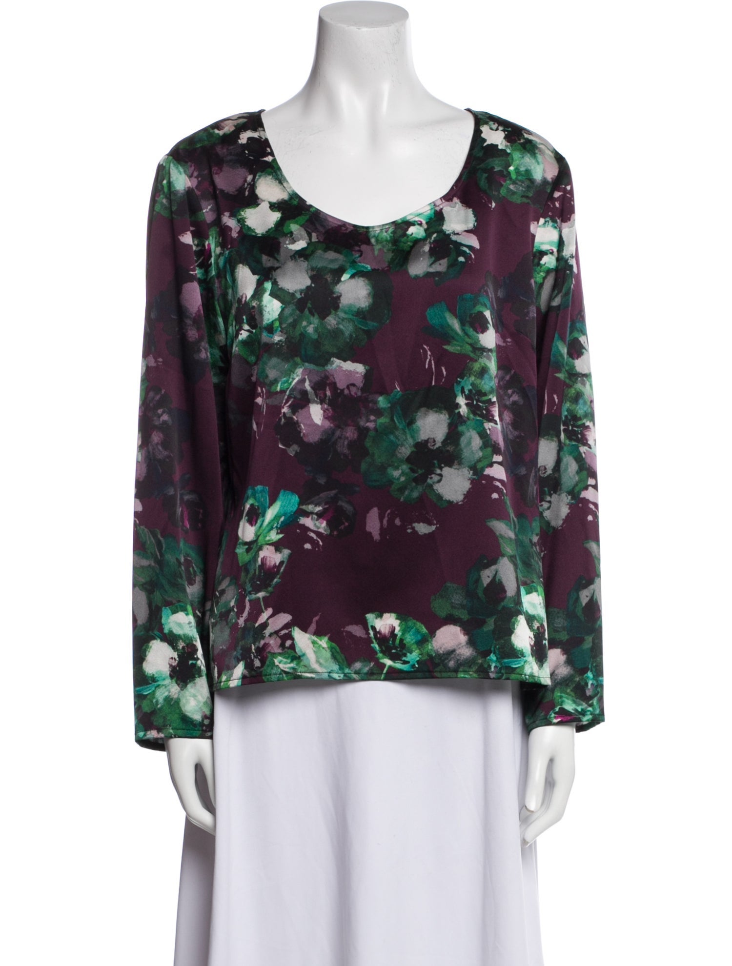 St. John Floral Print Scoop Neck Blouse