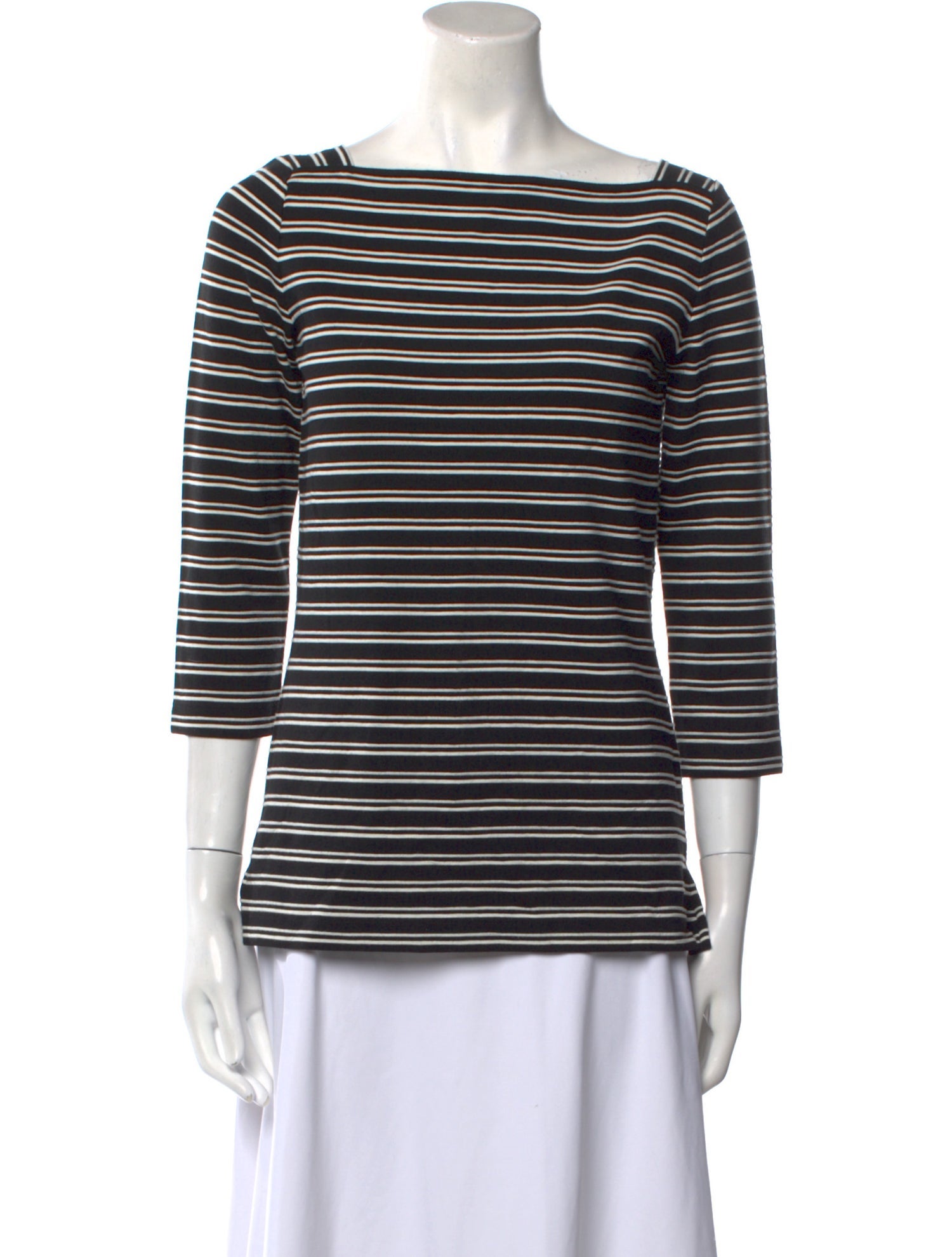 St. John Striped Bateau Neckline Top