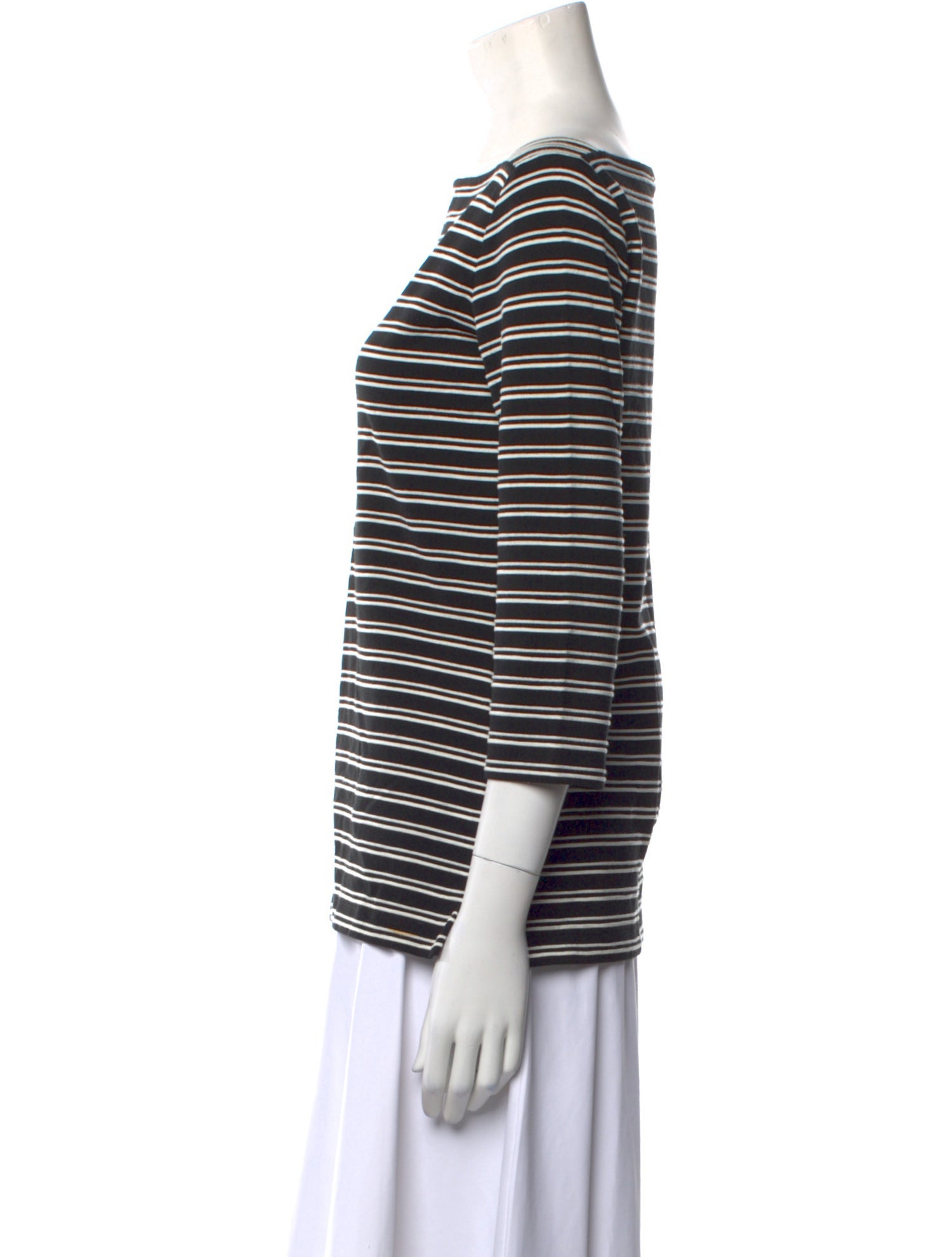 St. John Striped Bateau Neckline Top