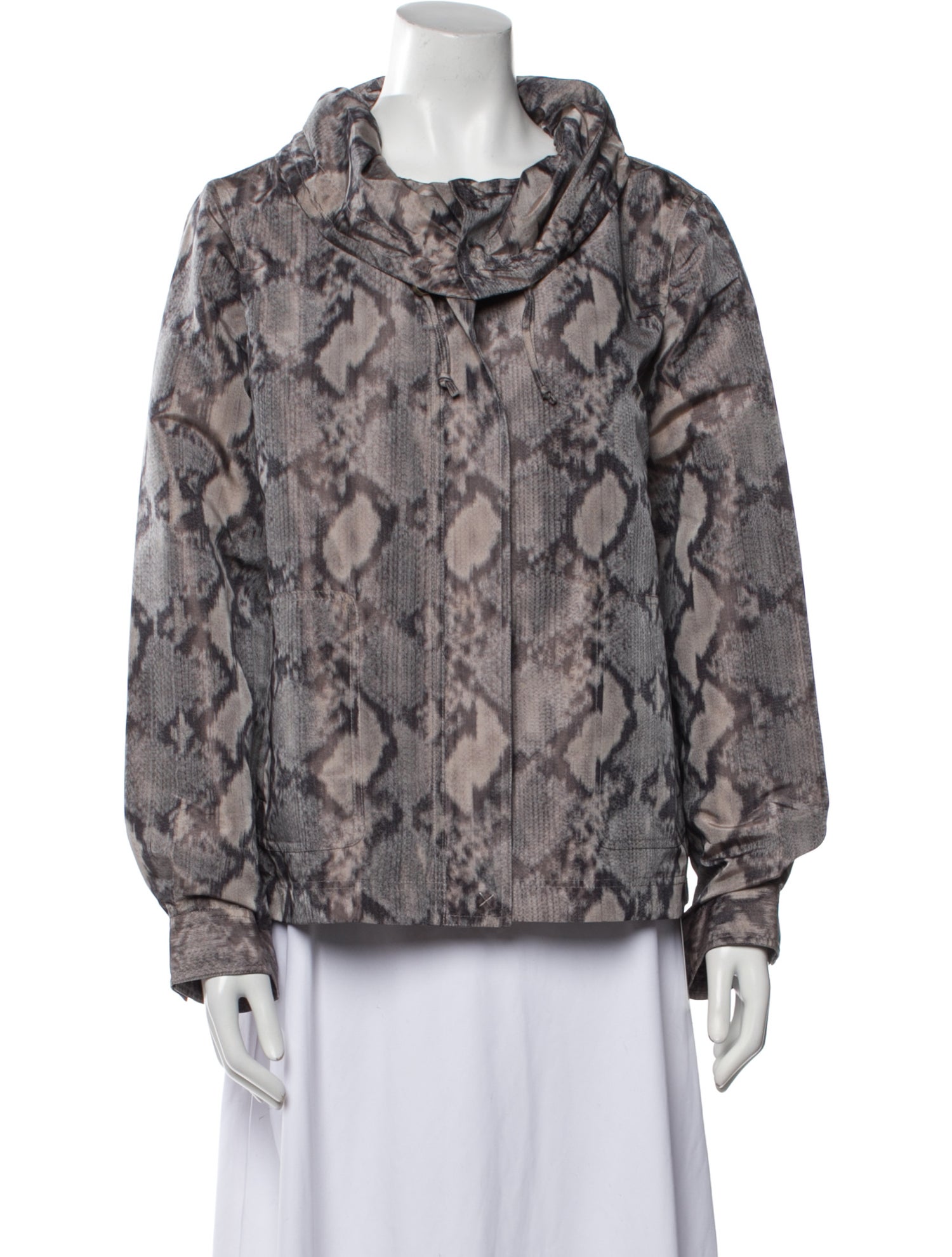 St. John Floral Print Faux Fur Jacket