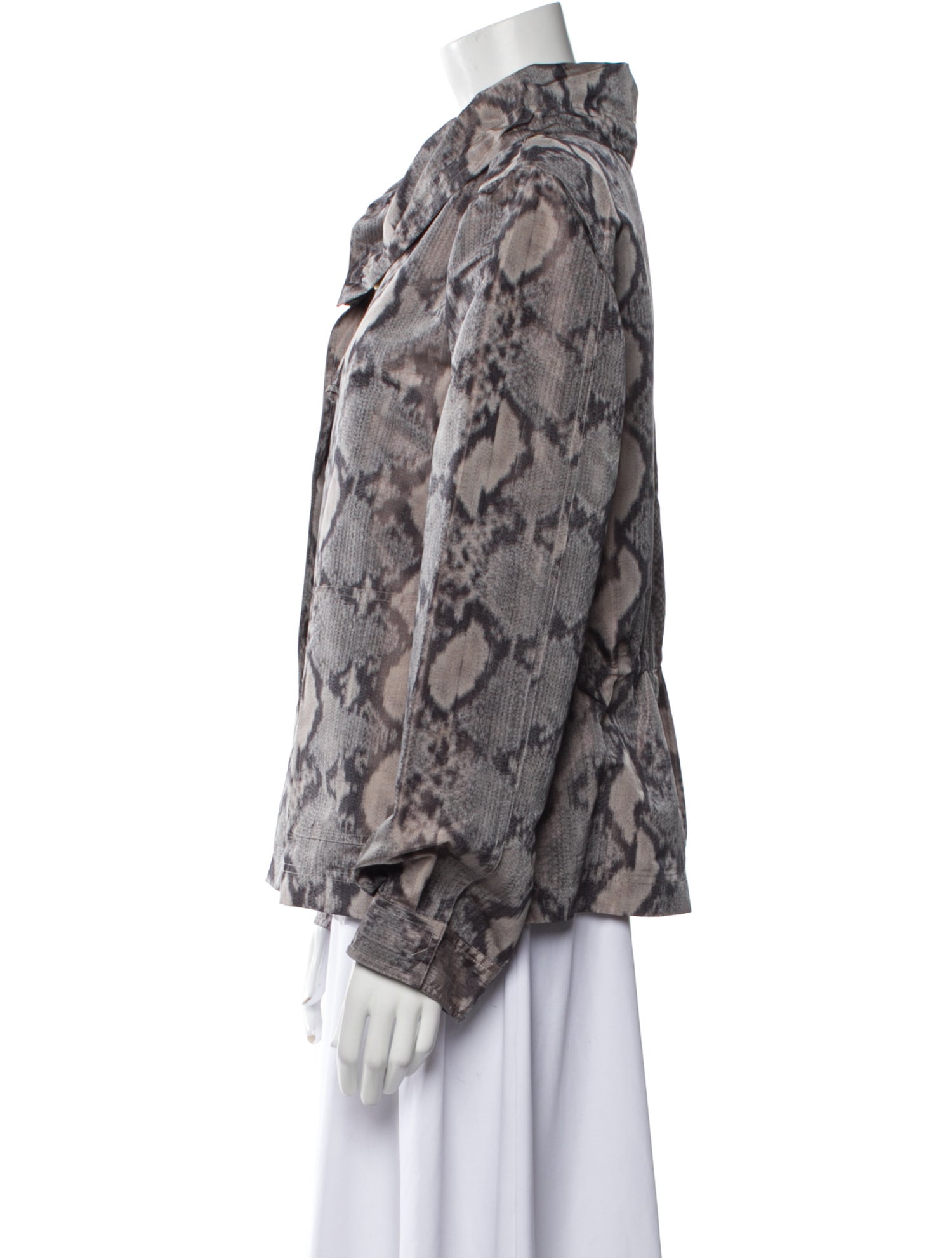 St. John Floral Print Faux Fur Jacket