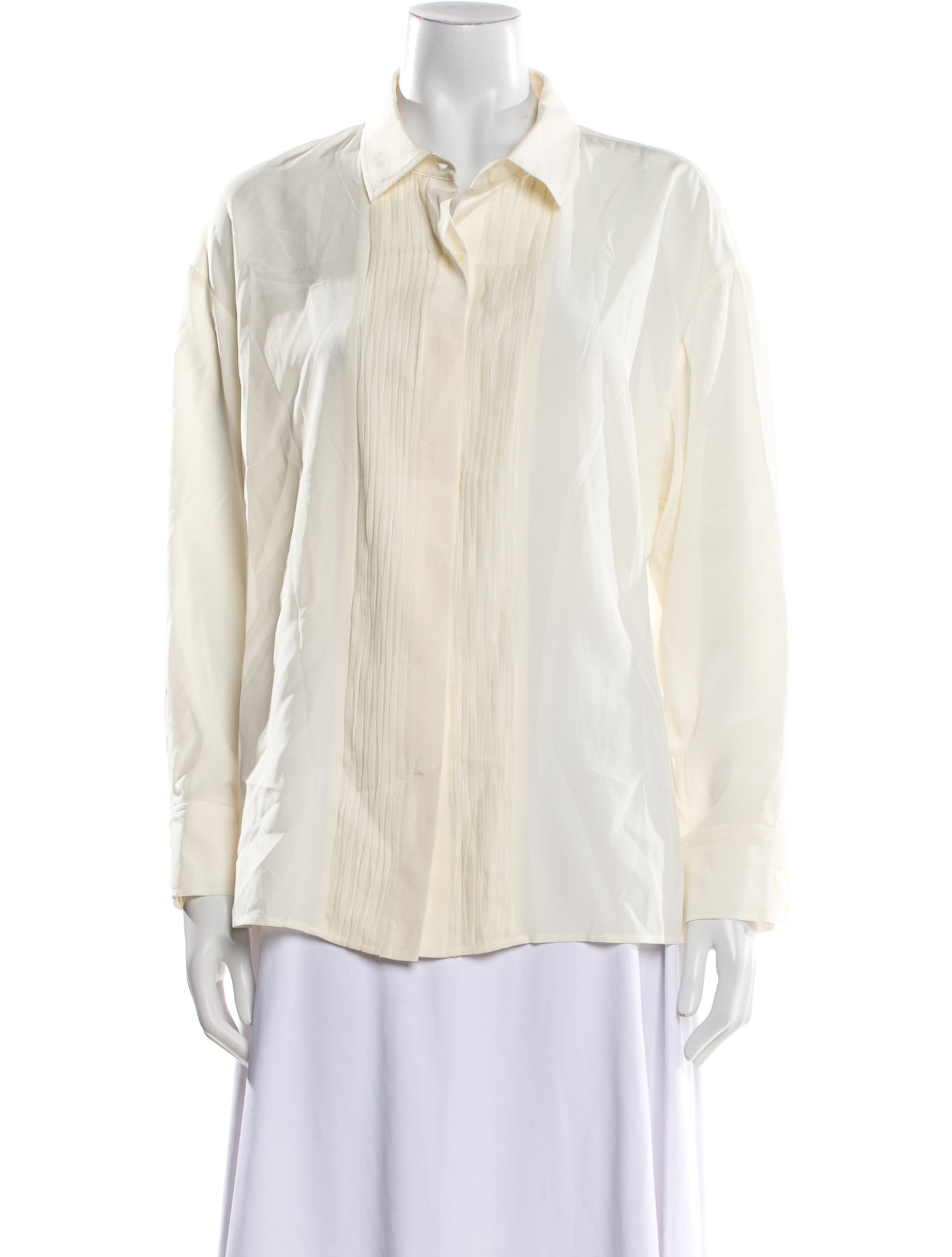 St. John Silk Long Sleeve Button-Up Top