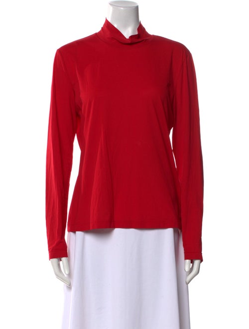 St. John Mock Neck Long Sleeve Top