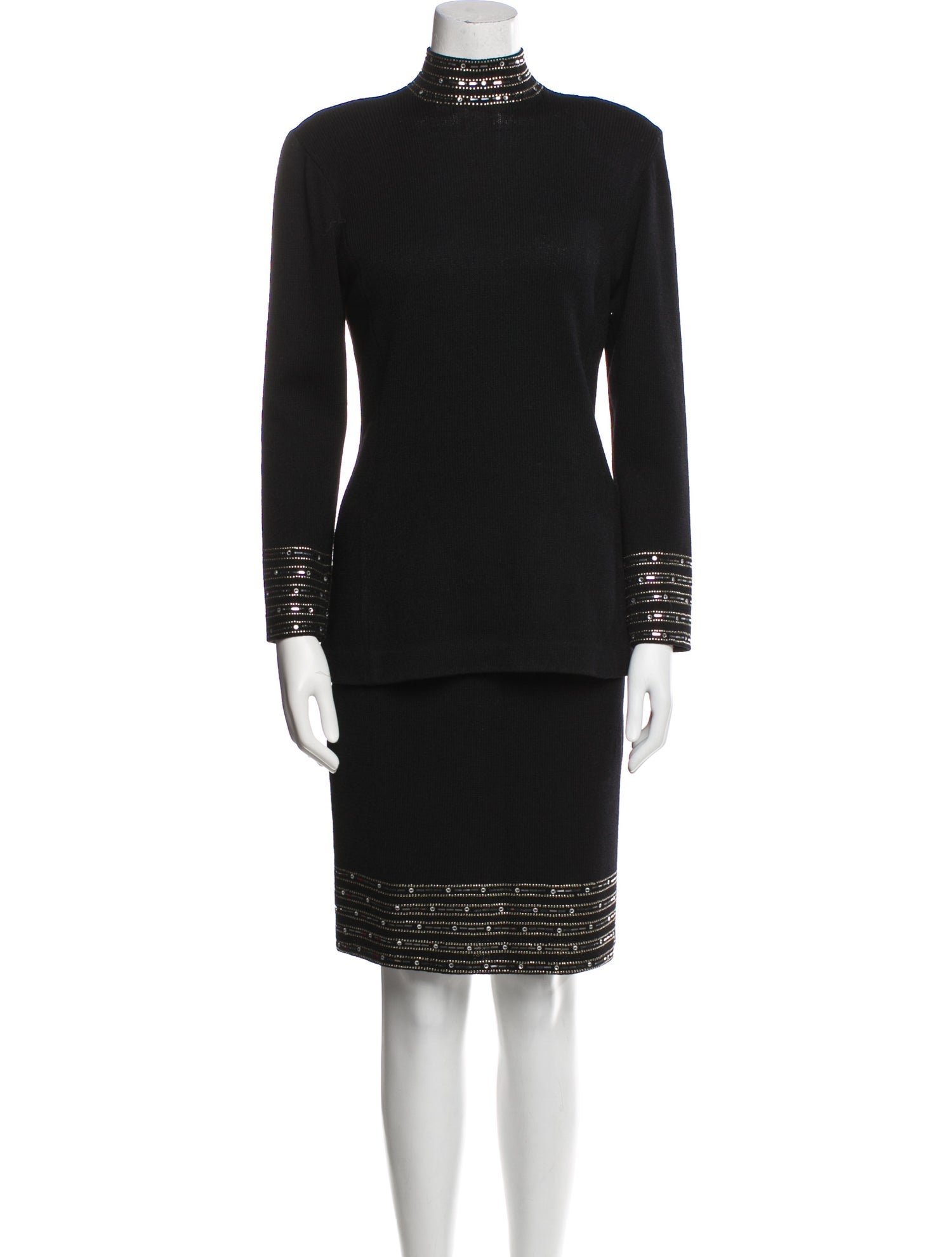 St. John Printed Crystal Embellishments Skirt Set