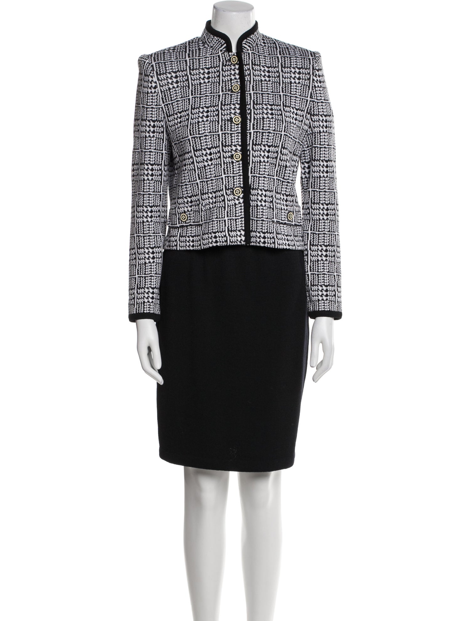 St. John Wool Tweed Pattern Skirt Set