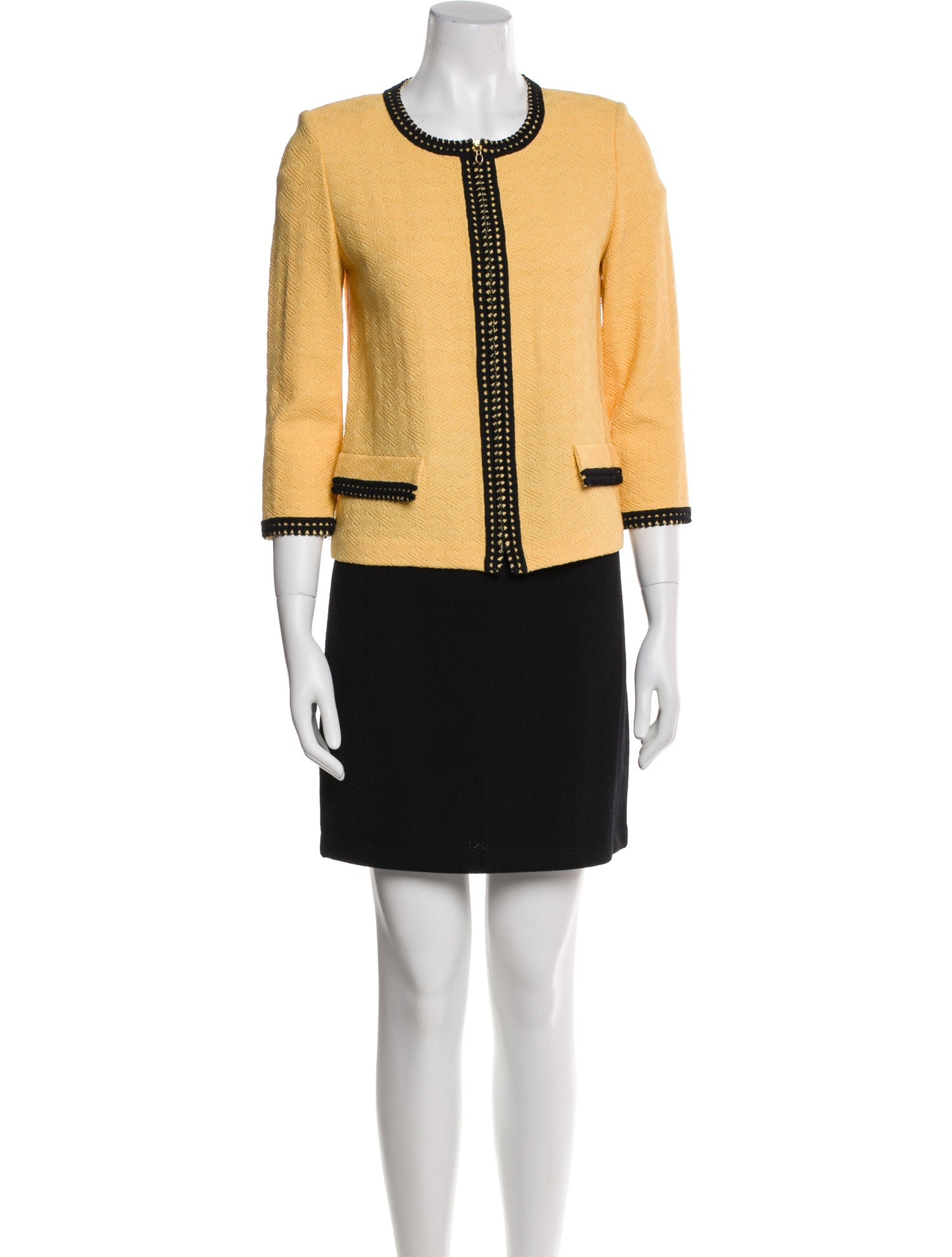 St. John Wool Embroidered Accent Skirt Set