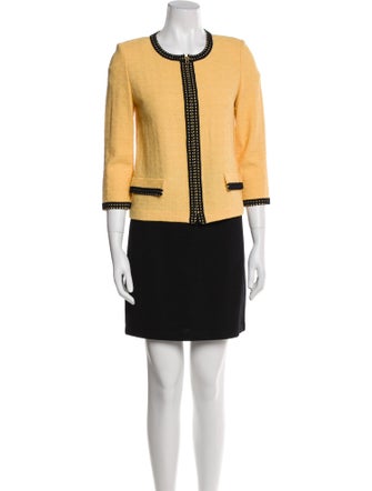 St. John Wool Embroidered Accent Skirt Set