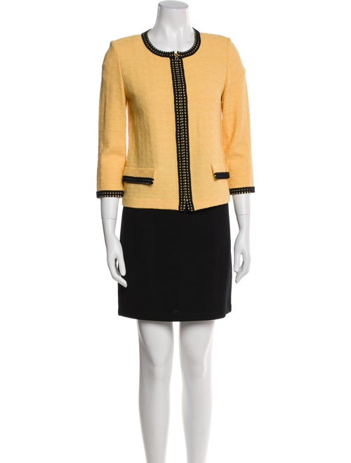 St. John Wool Embroidered Accent Skirt Set