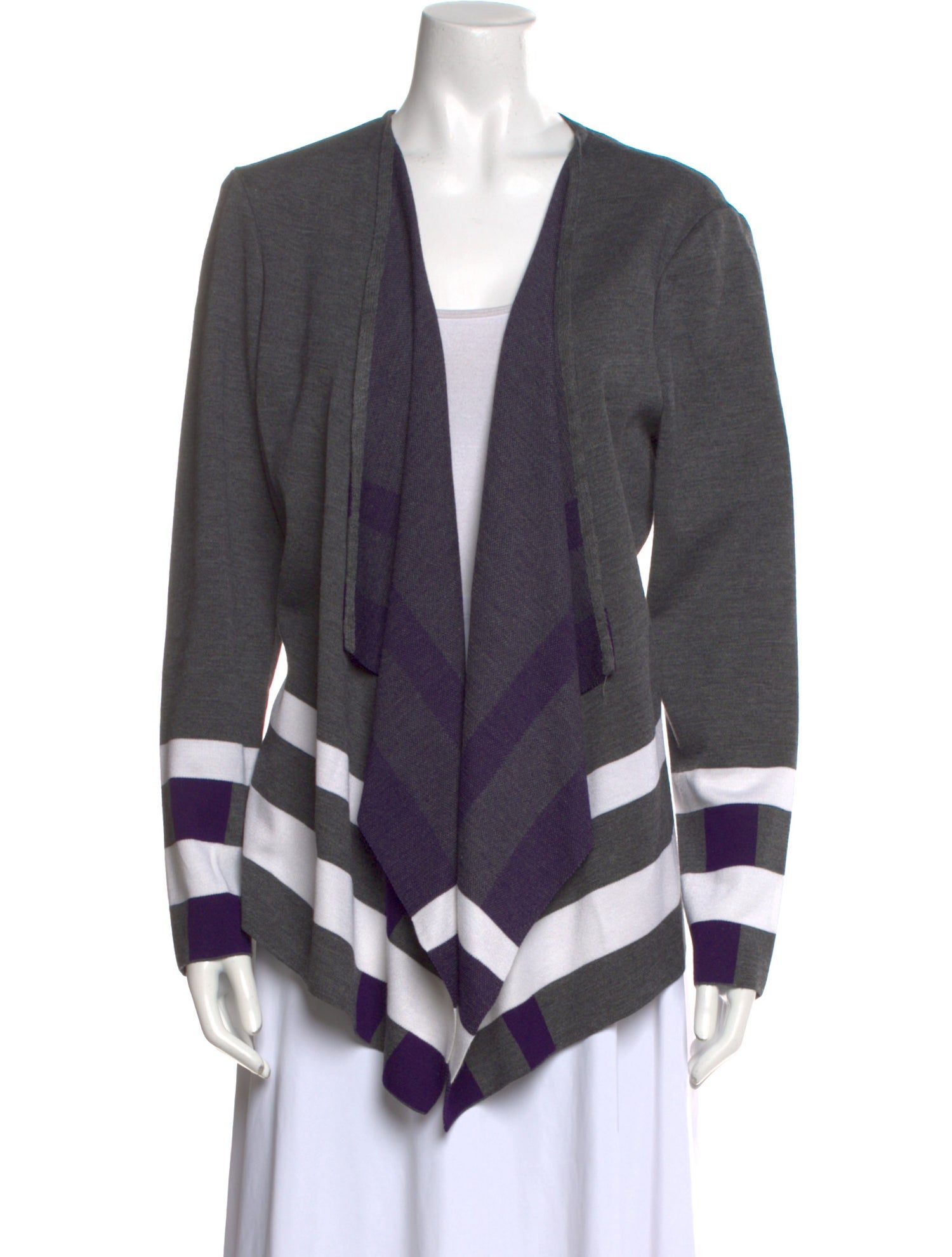 St. John Striped Open Front Sweater