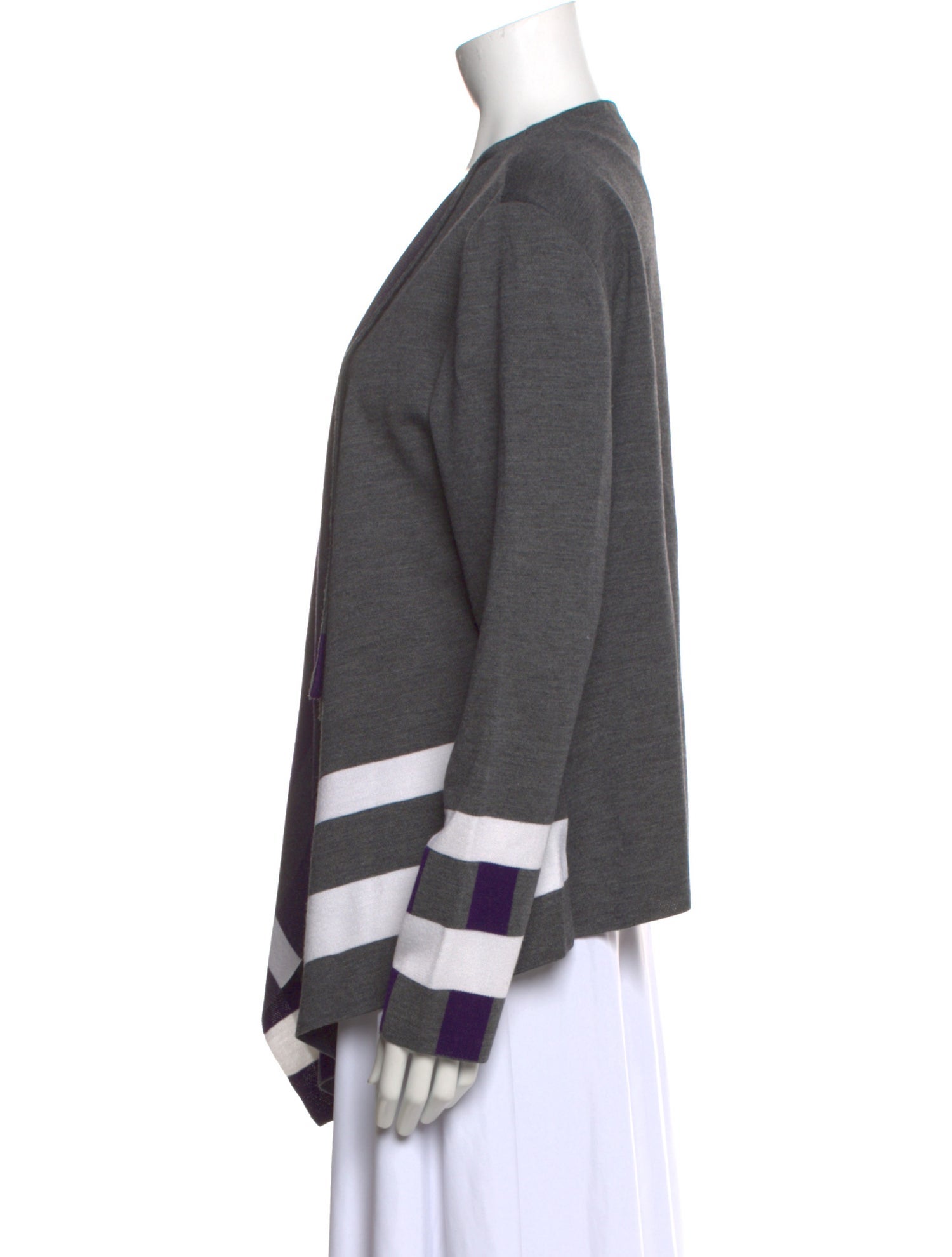 St. John Striped Open Front Sweater