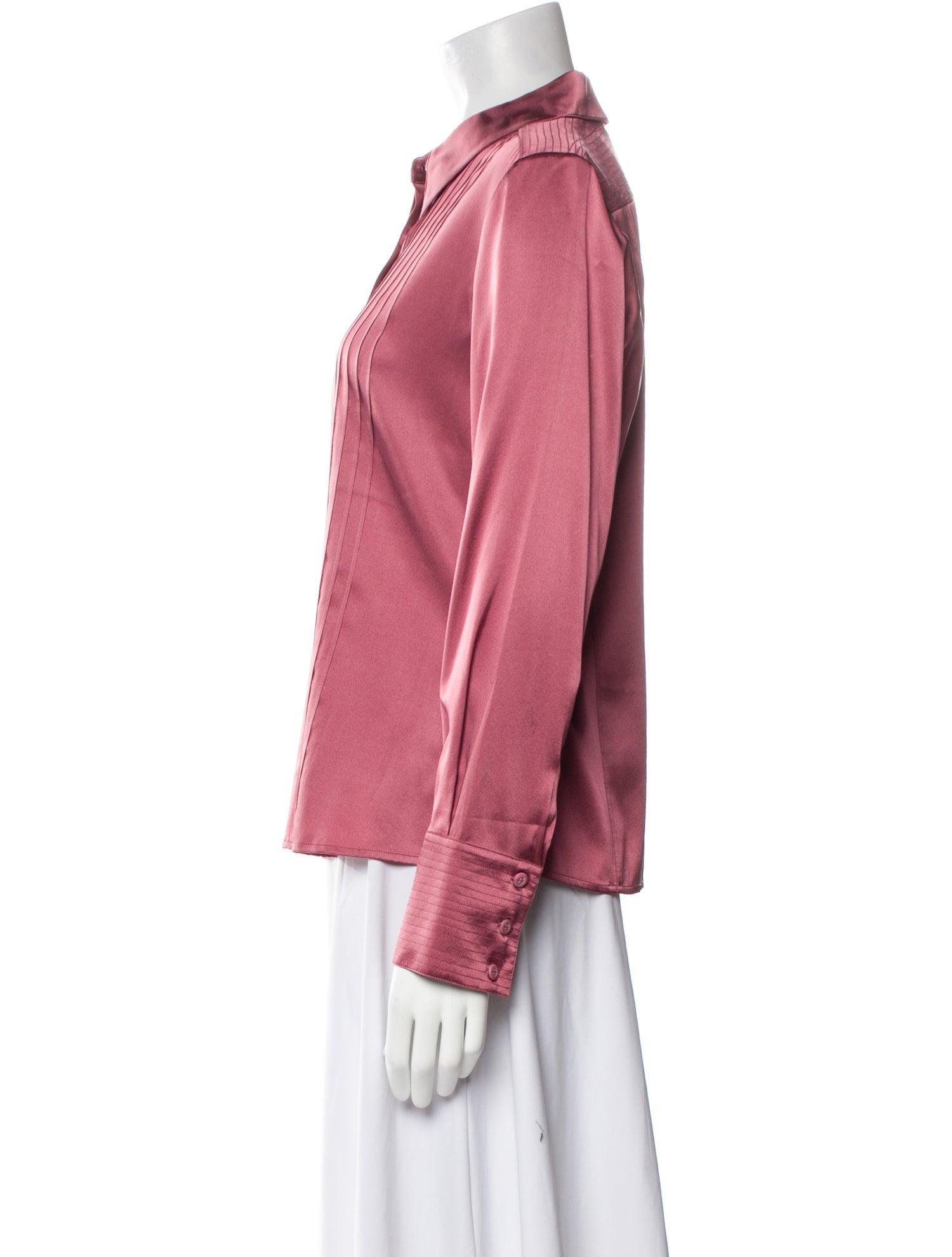 St. John Silk Long Sleeve Button-Up Top