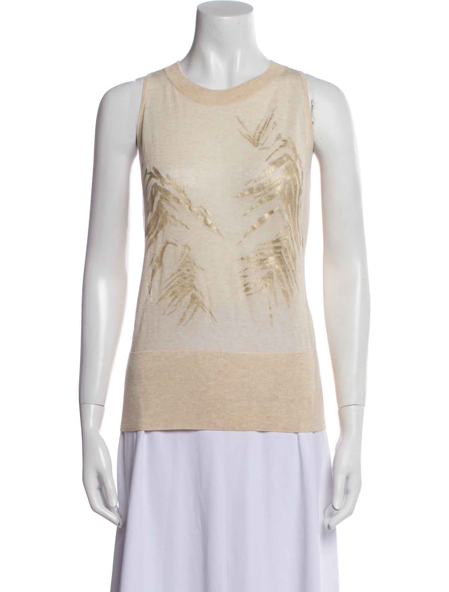 St. John Graphic Print Crew Neck Top