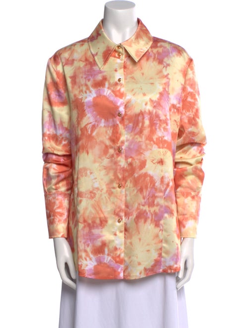 St. John Tie-Dye Print Long Sleeve Button-Up Top