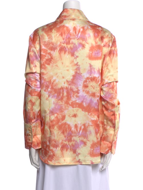St. John Tie-Dye Print Long Sleeve Button-Up Top