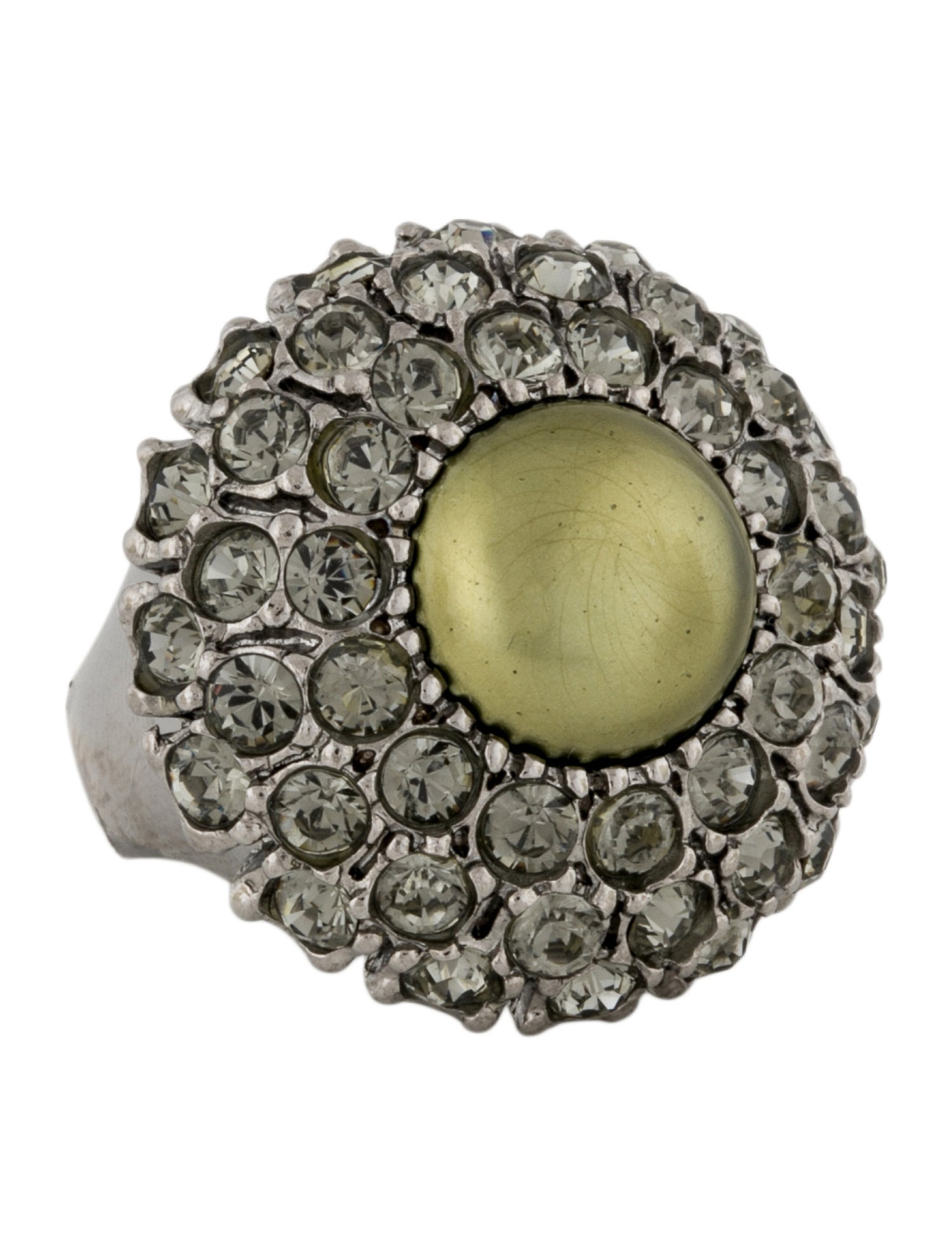 St. John Faux Pearl & Crystal Cocktail Ring