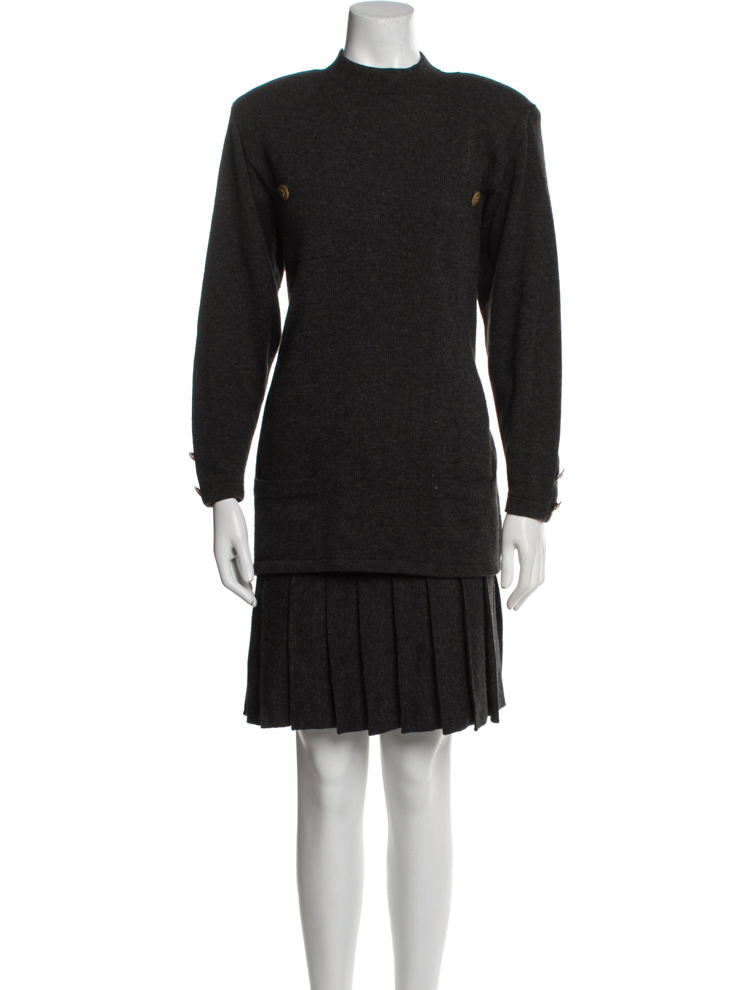 St. John Pleated Accents Skirt Set