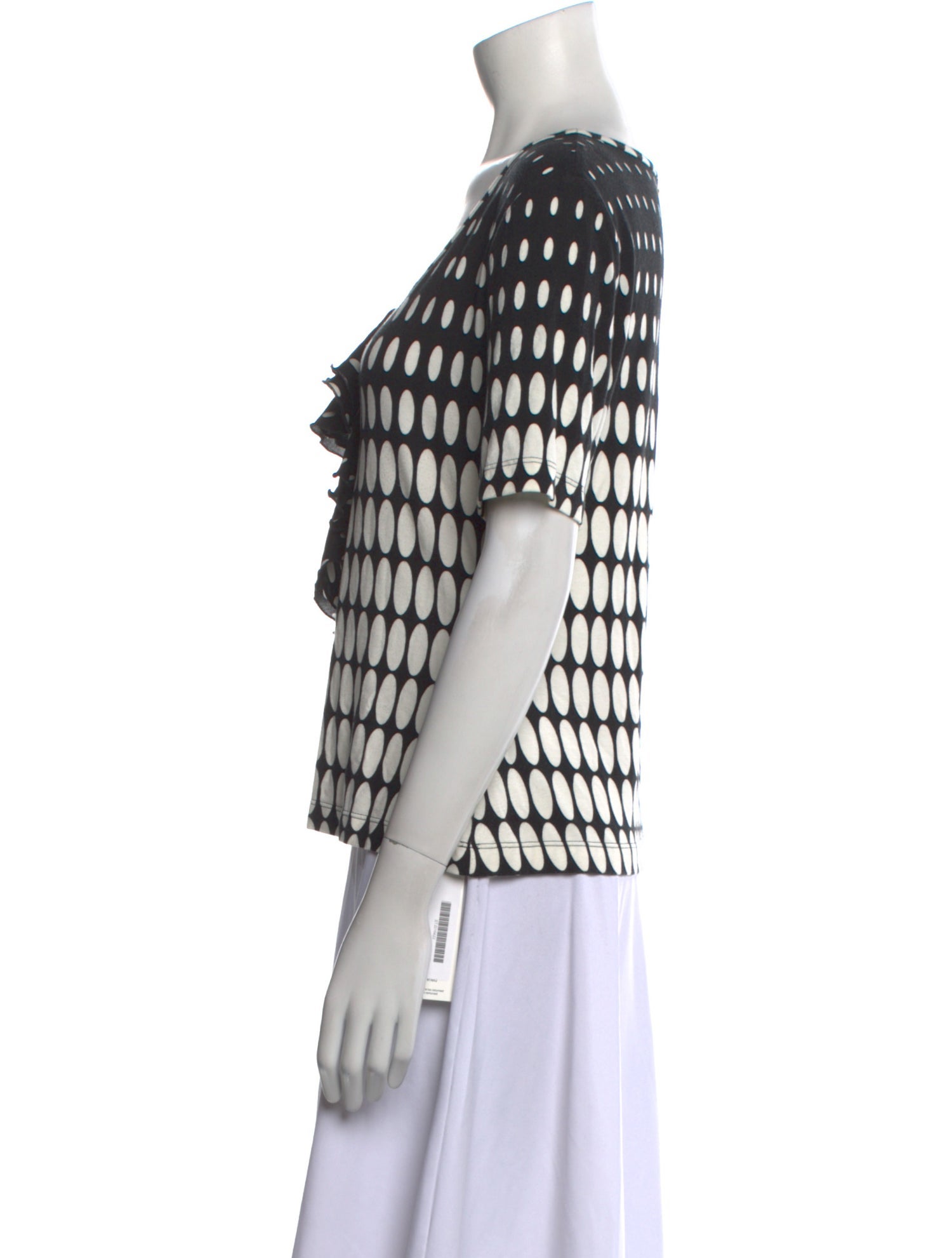 St. John Polka Dot Print Scoop Neck Top