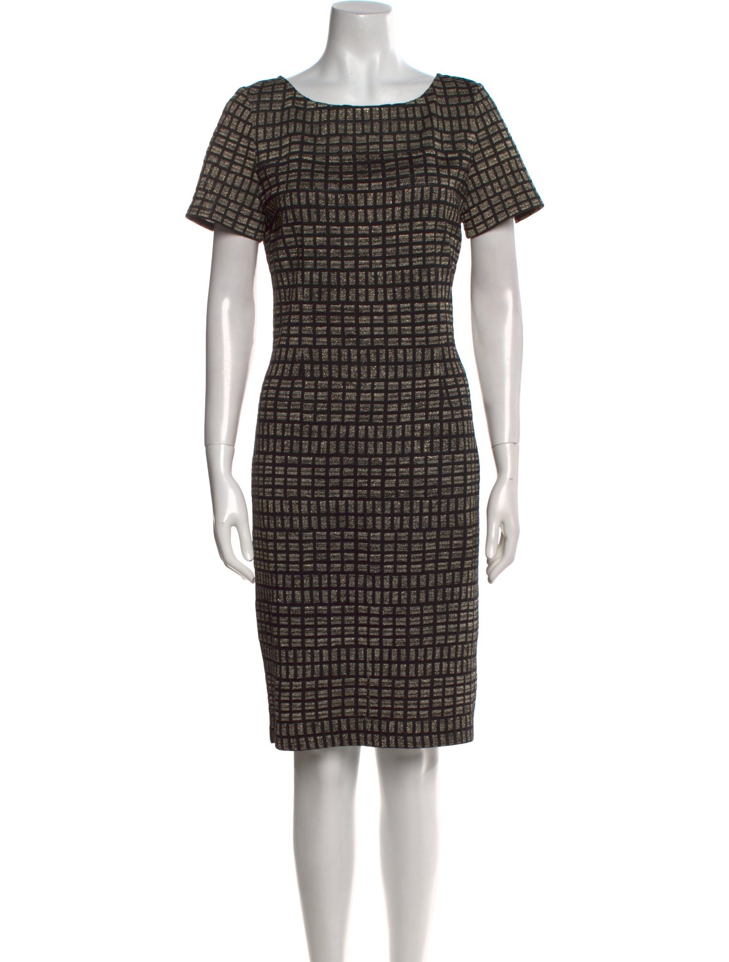 St. John Couture Plaid Print Knee-Length Dress