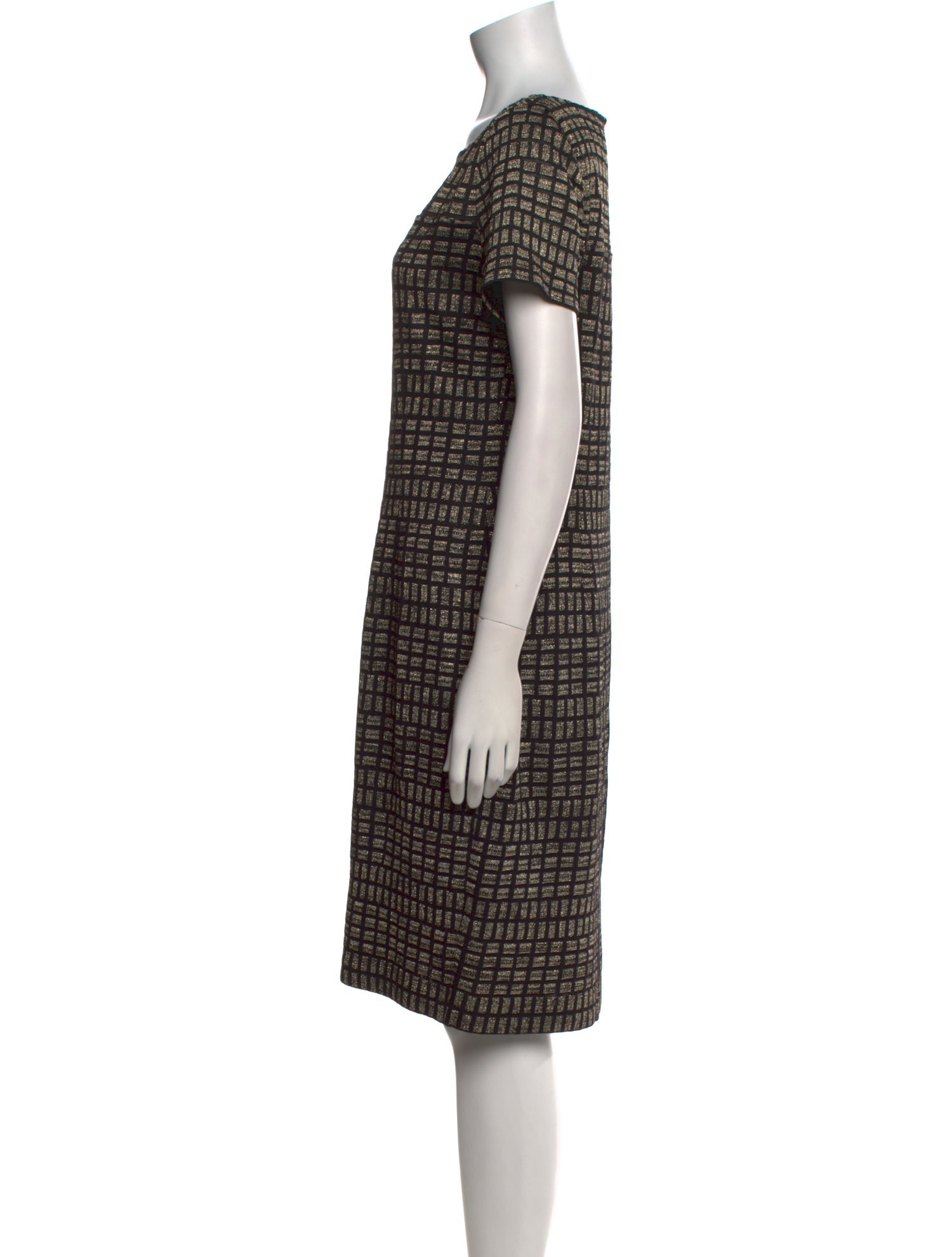 St. John Couture Plaid Print Knee-Length Dress