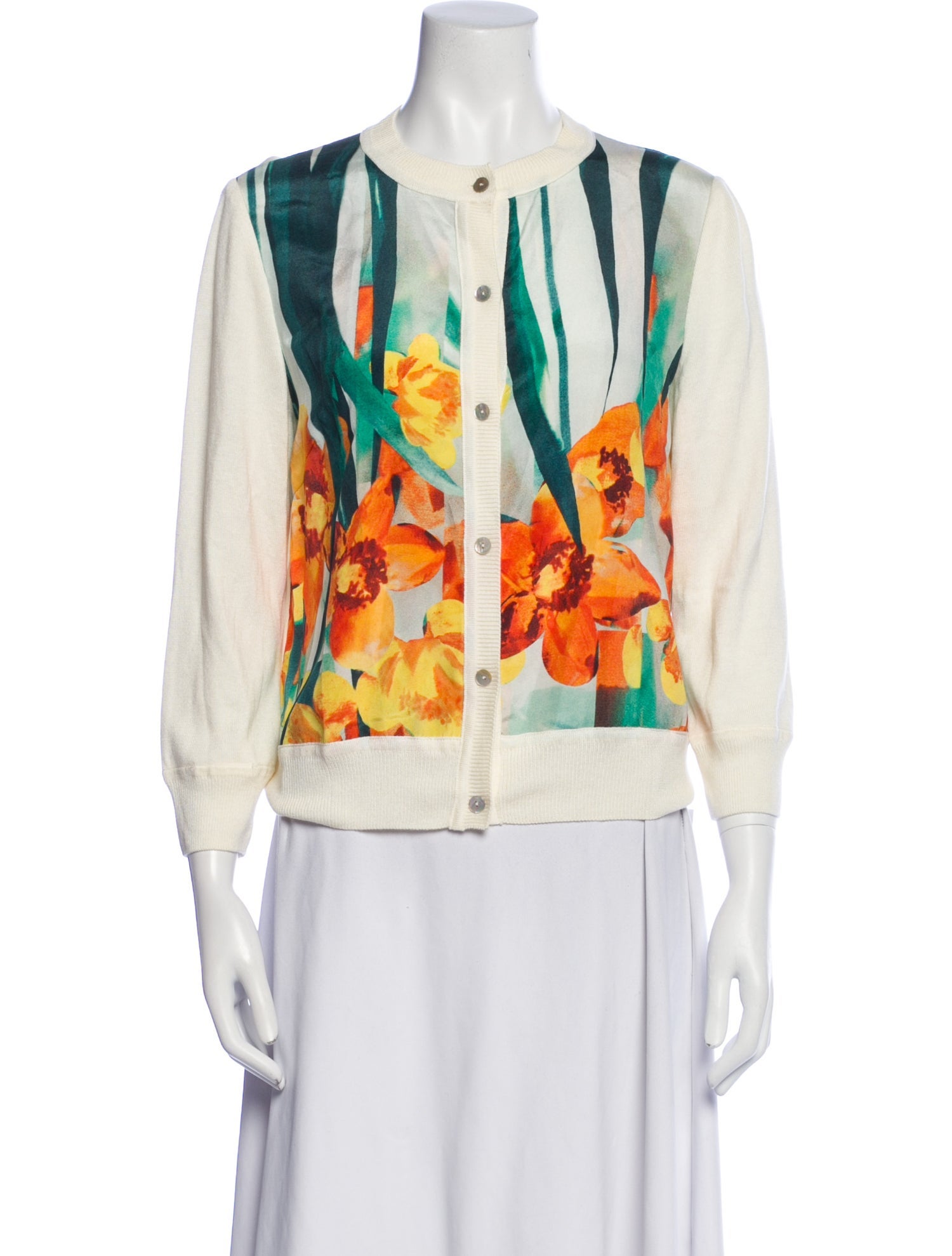 St. John Graphic Print Crew Neck Sweater