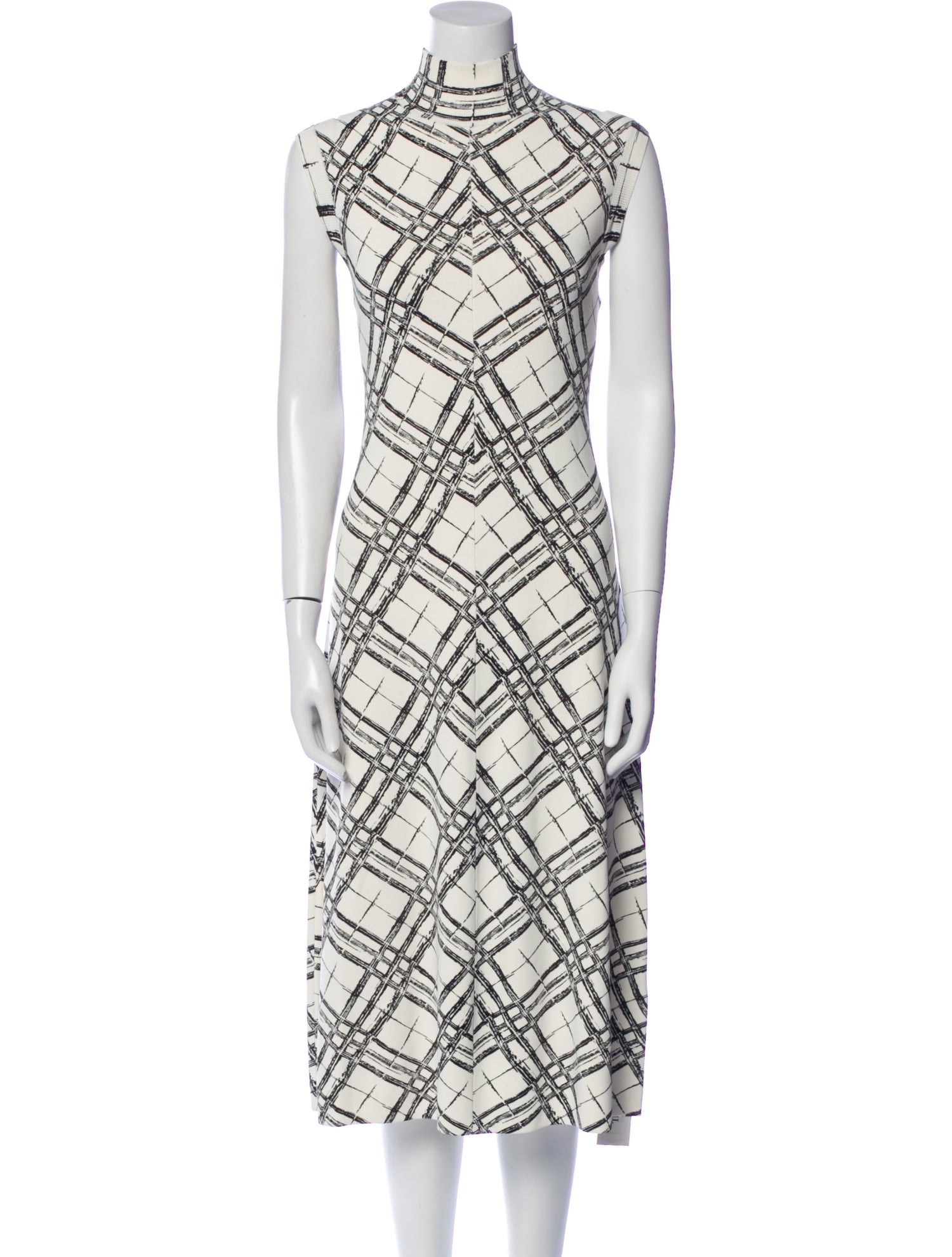 St. John Plaid Print Midi Length Dress