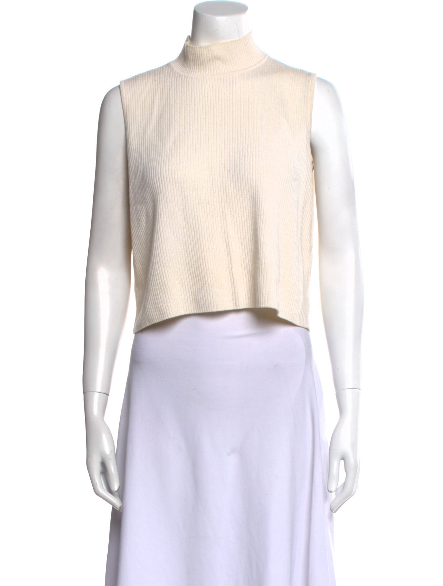 St. John Mock Neck Sleeveless Crop Top