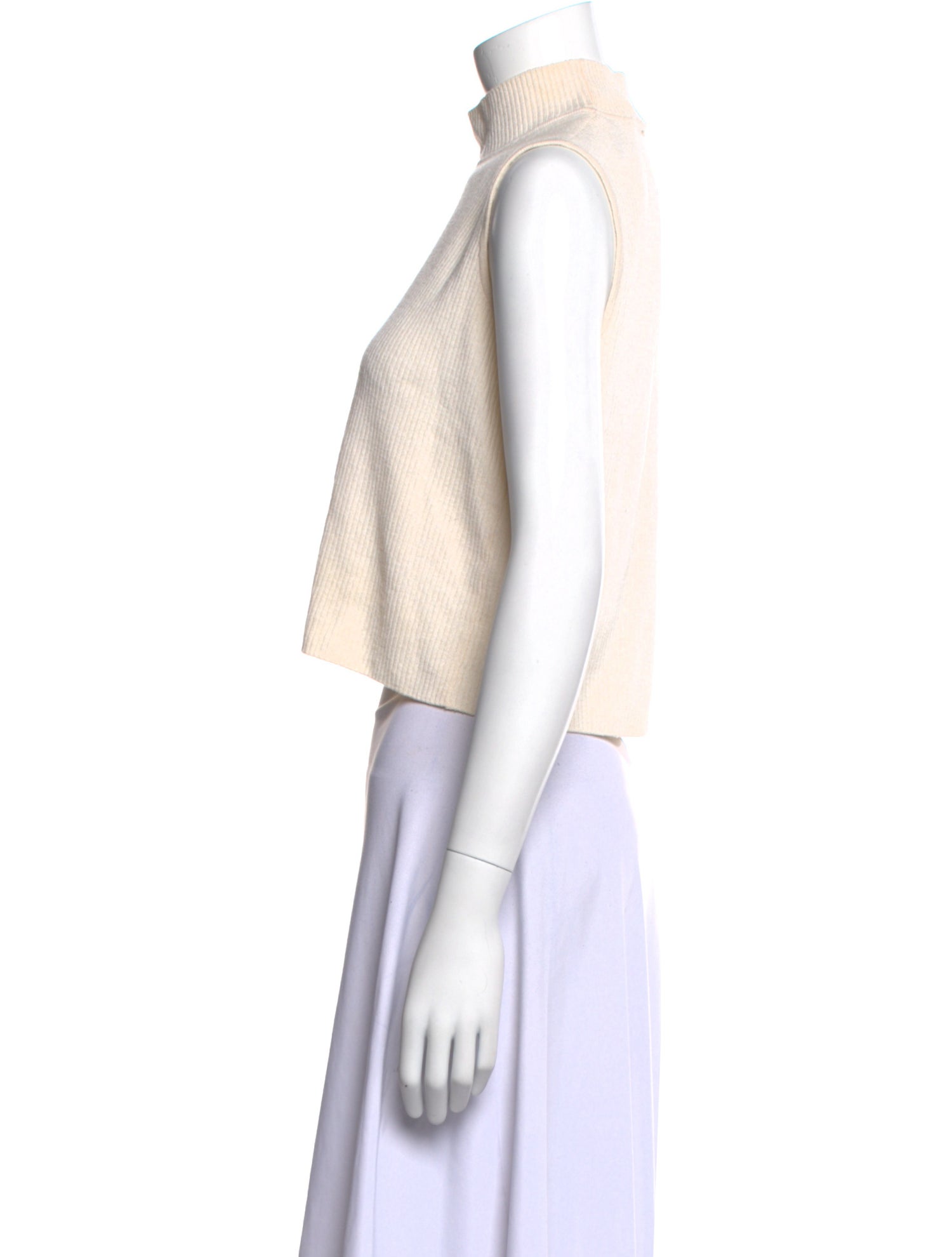 St. John Mock Neck Sleeveless Crop Top